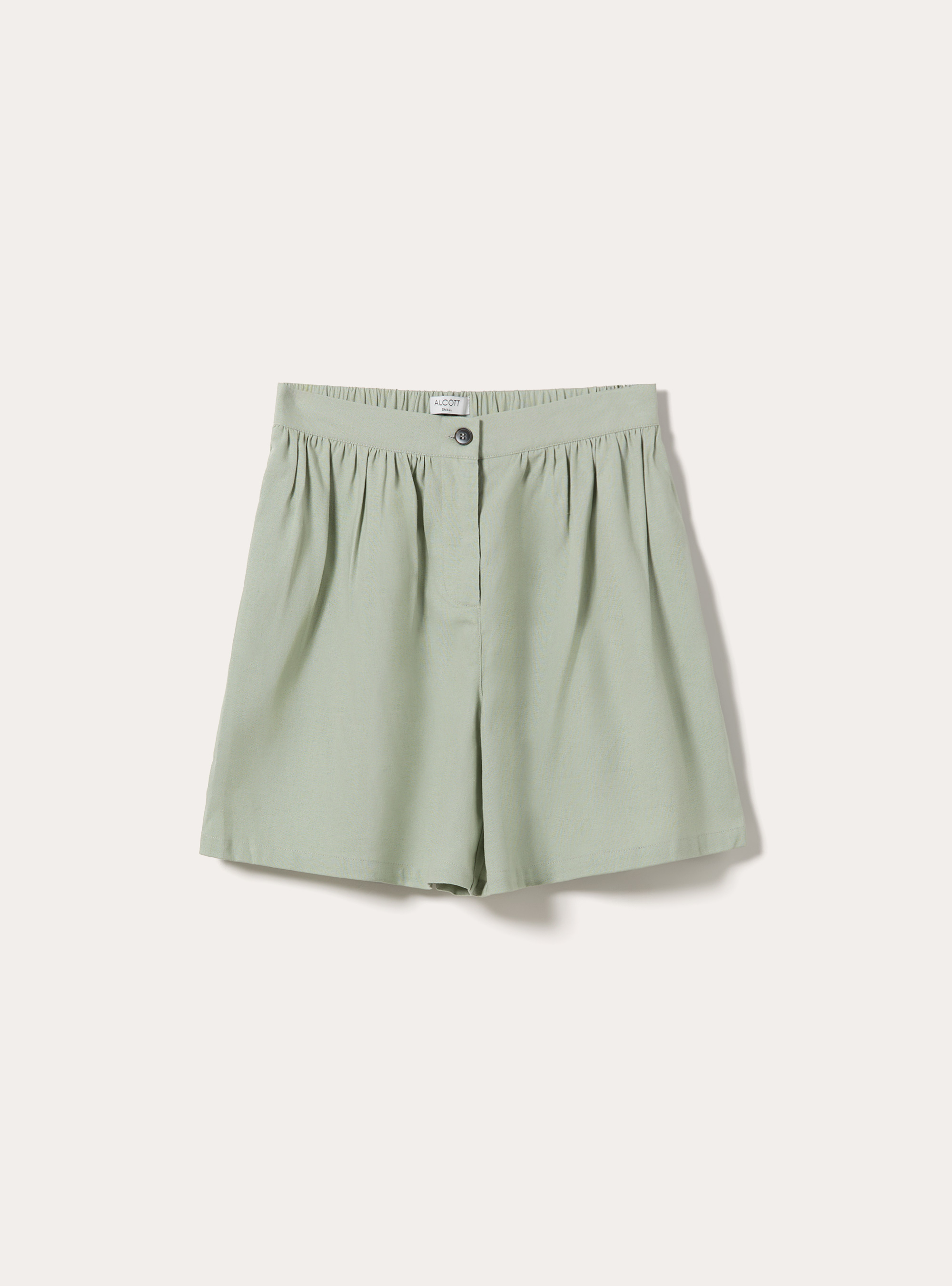 Wide-Leg Fluid Bermuda Shorts with Pleat Details, SG3 SAGE LIGHT