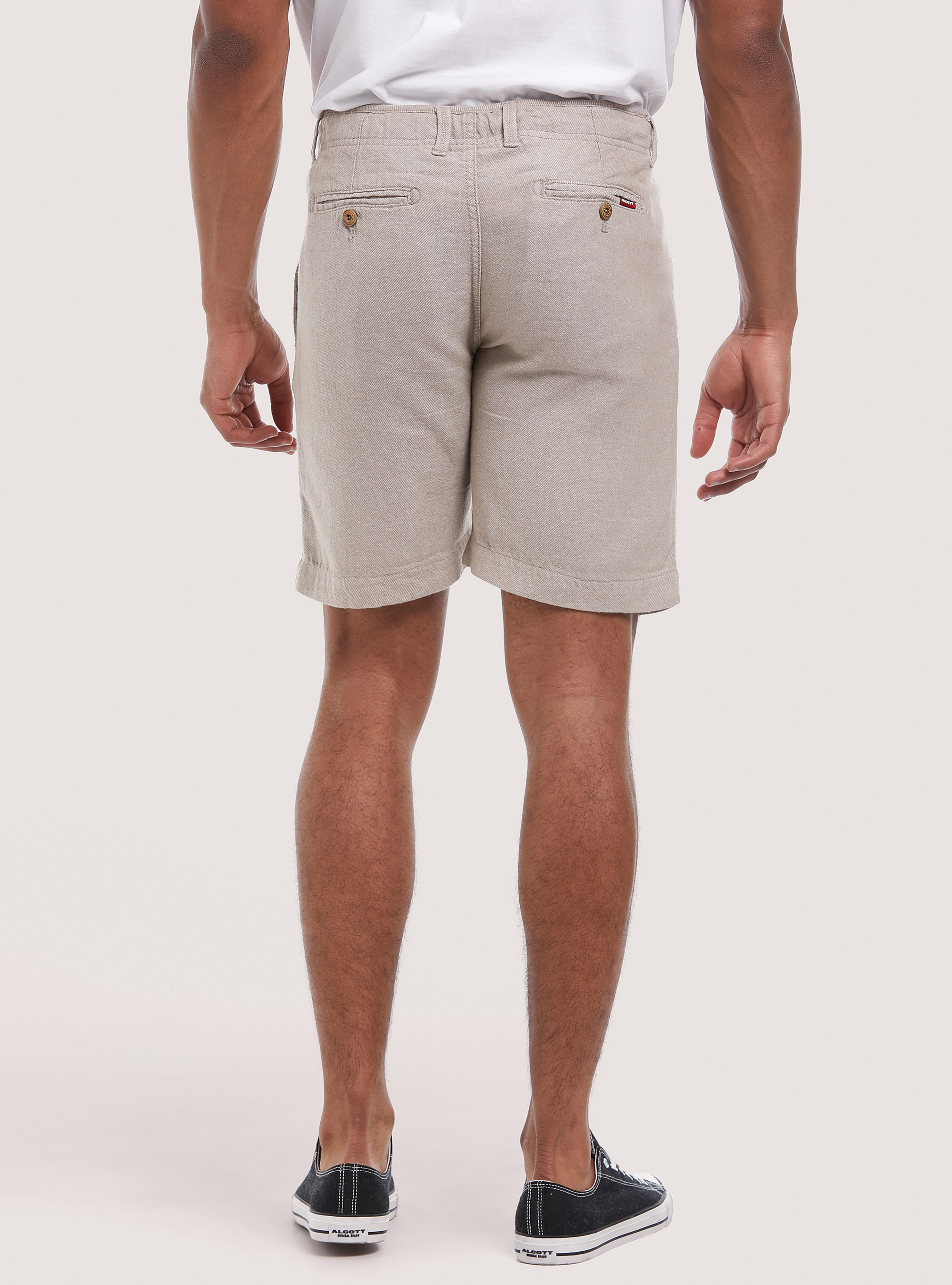 Bermuda con coulisse in misto lino, BEIGE