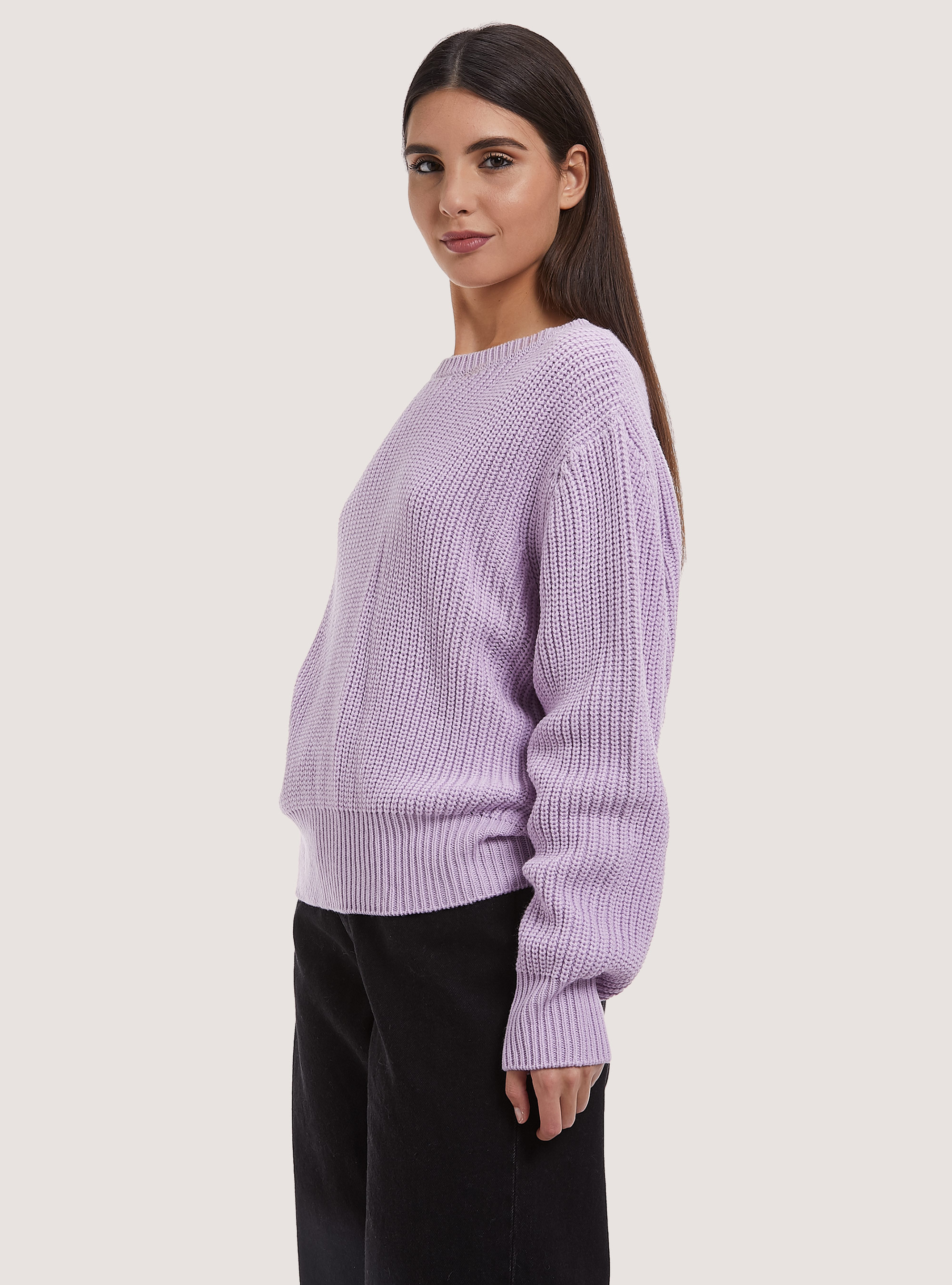 Pull cotelé confortable, C3303 LILLAC