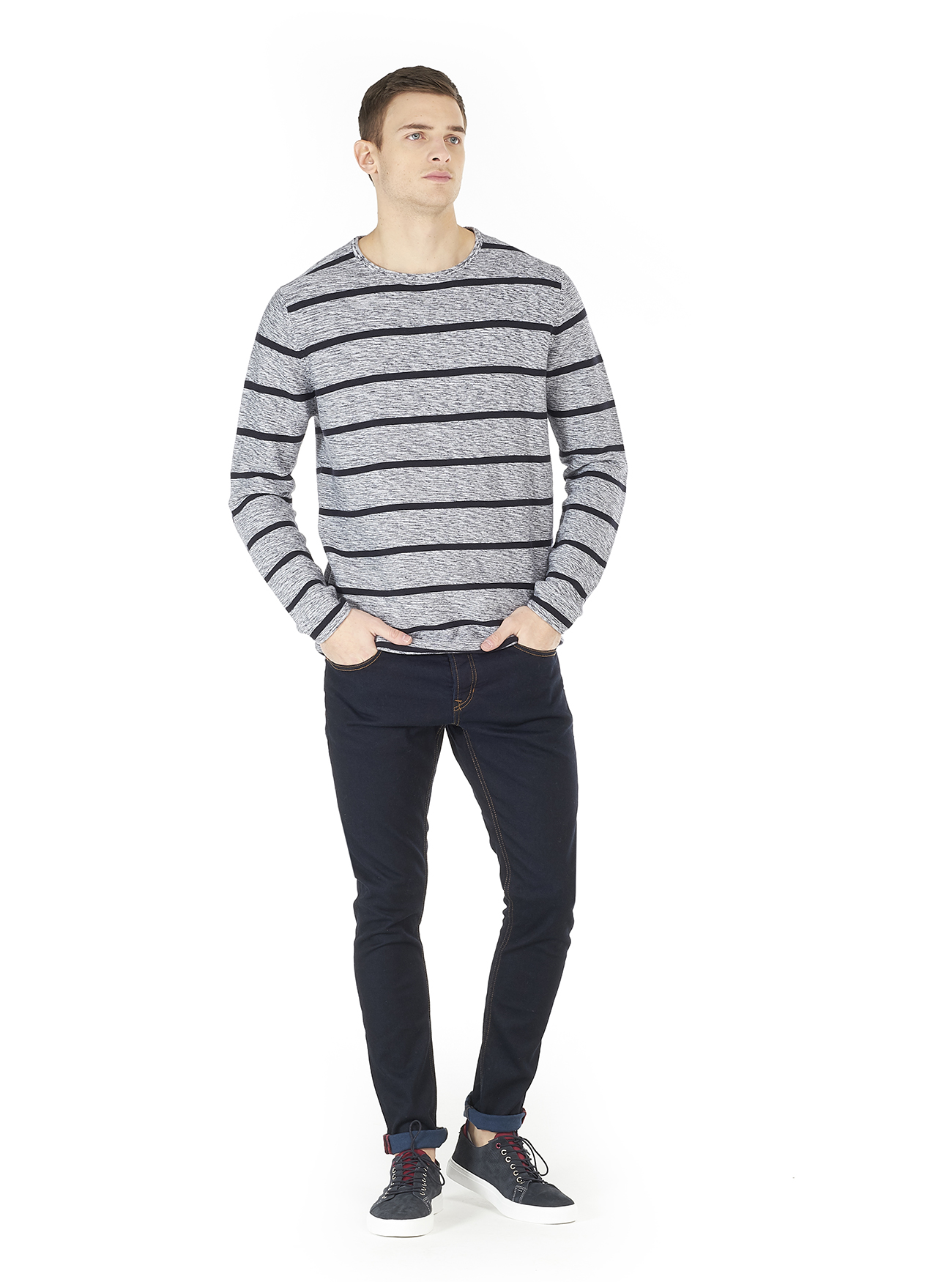 Pullover rigato, WHITE