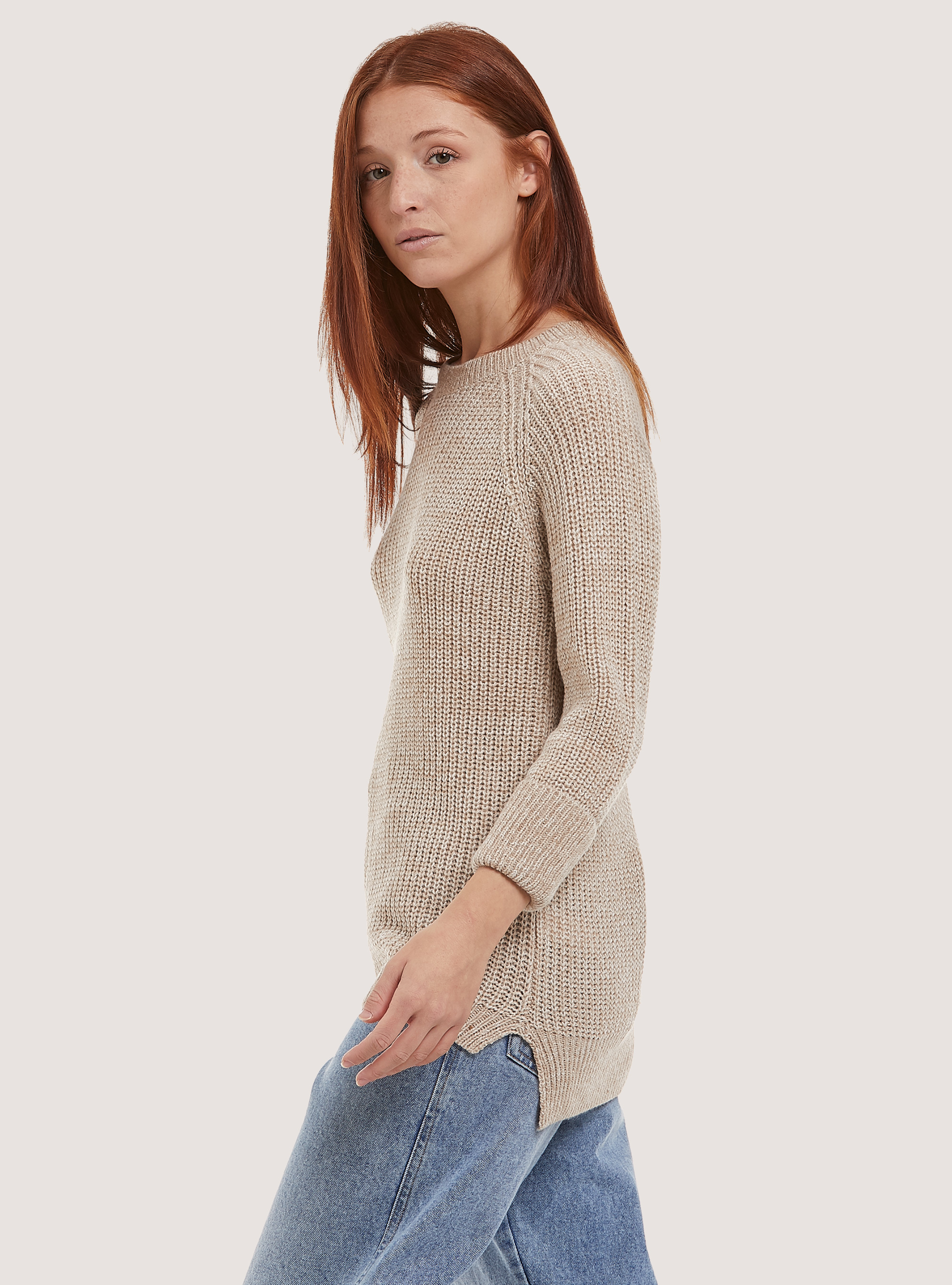 Pull en cotes anglaises chaudes, MBG3 BEIGE MEL LIGHT