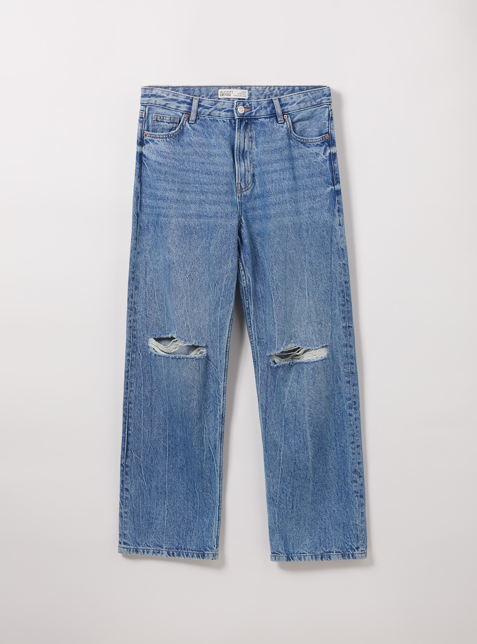 Jean ample à coupe droite, D003 MEDIUM BLUE