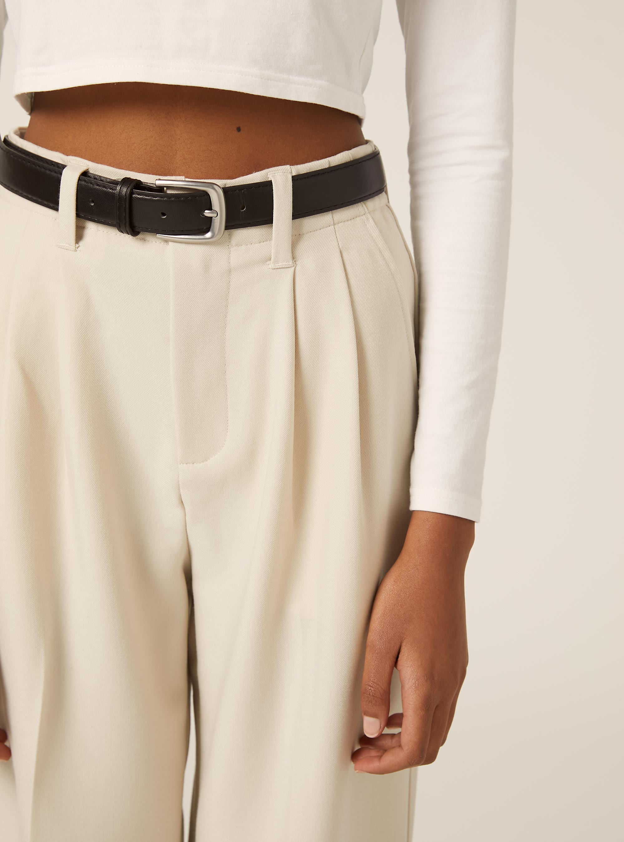 Tailored trousers with belt, BG3 BEIGE LIGHT