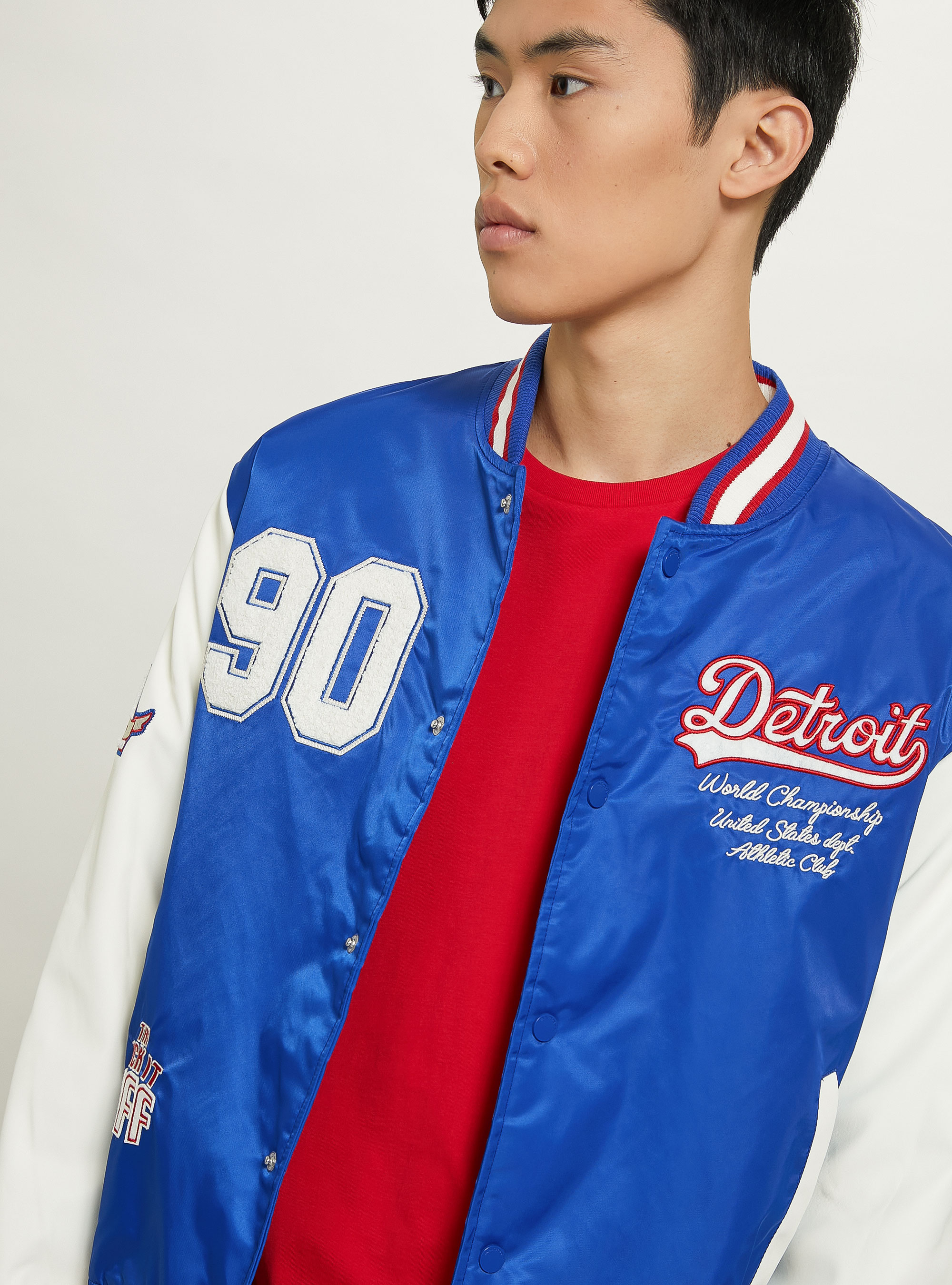 Varsity bomber jacket with patch, RY1 ROYALE DARK
