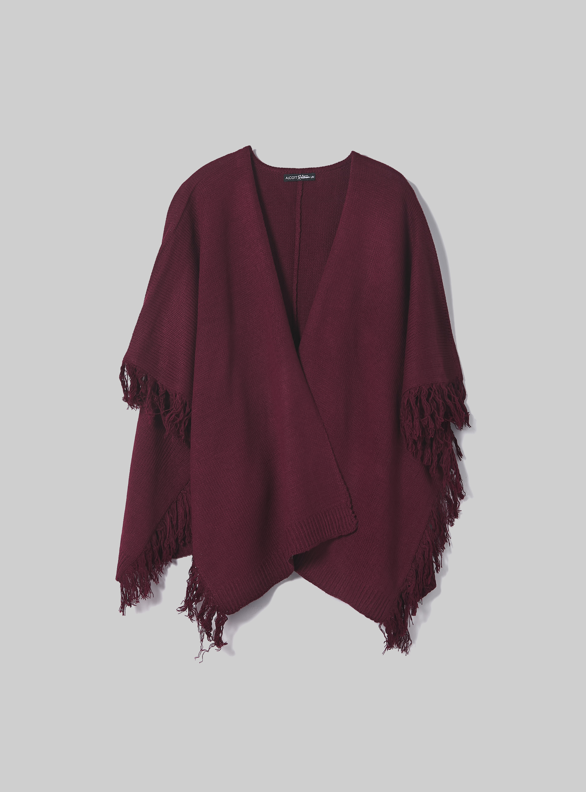 Poncho à franges, C326 BORDEAUX