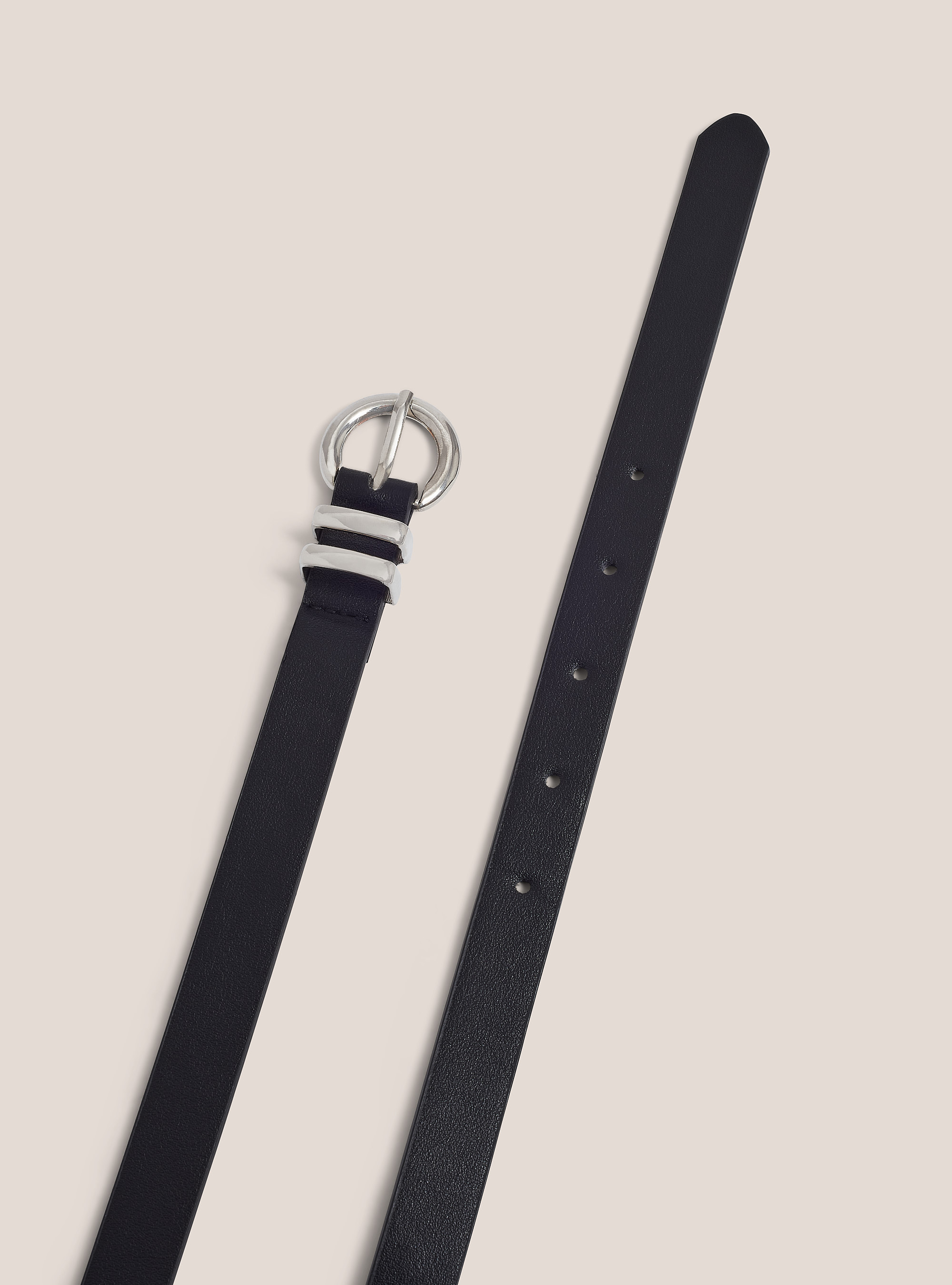 Cintura in ecopelle sottile, NERO