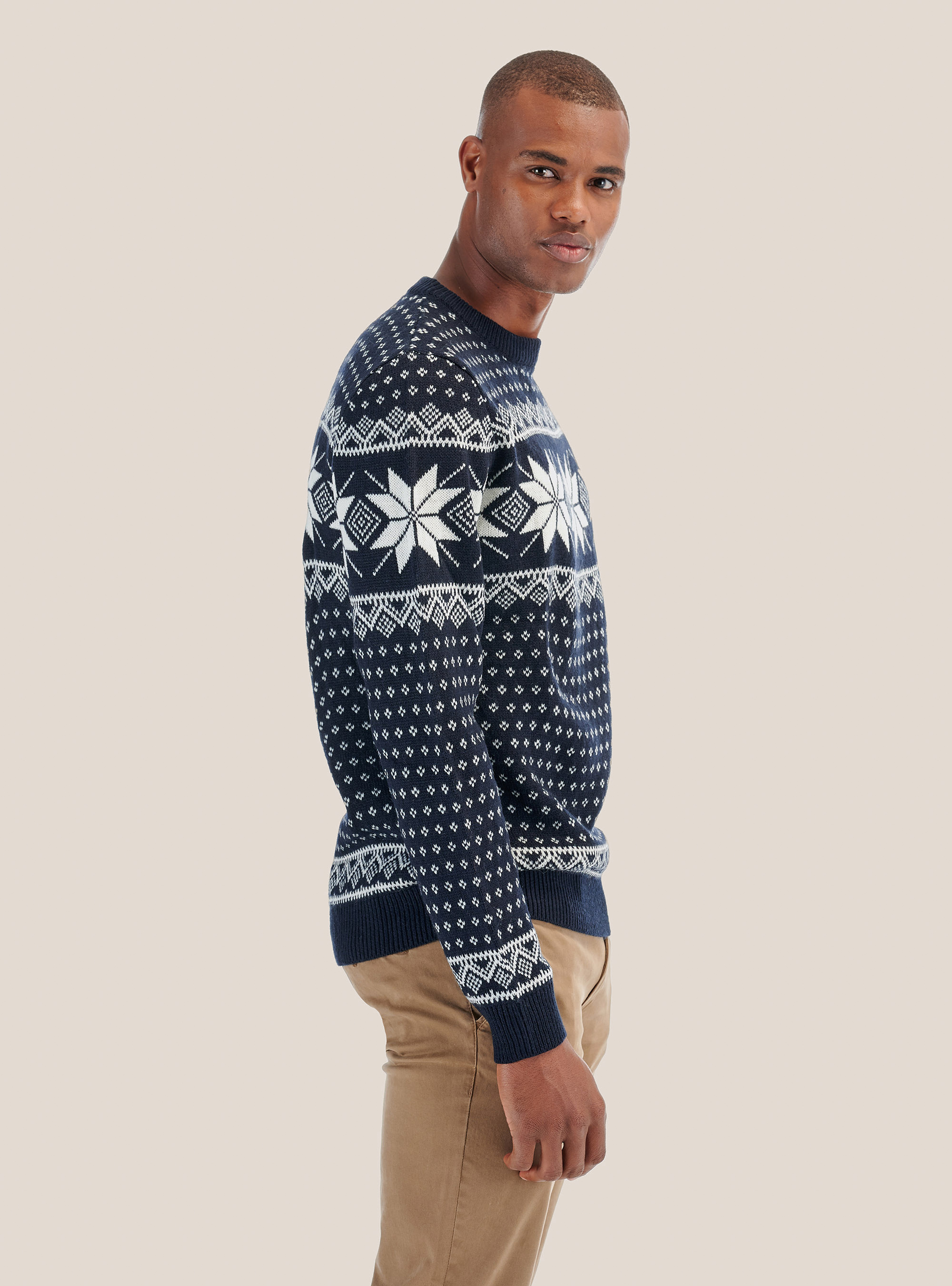 Christmas pullover in wool blend, BLUE NAVY