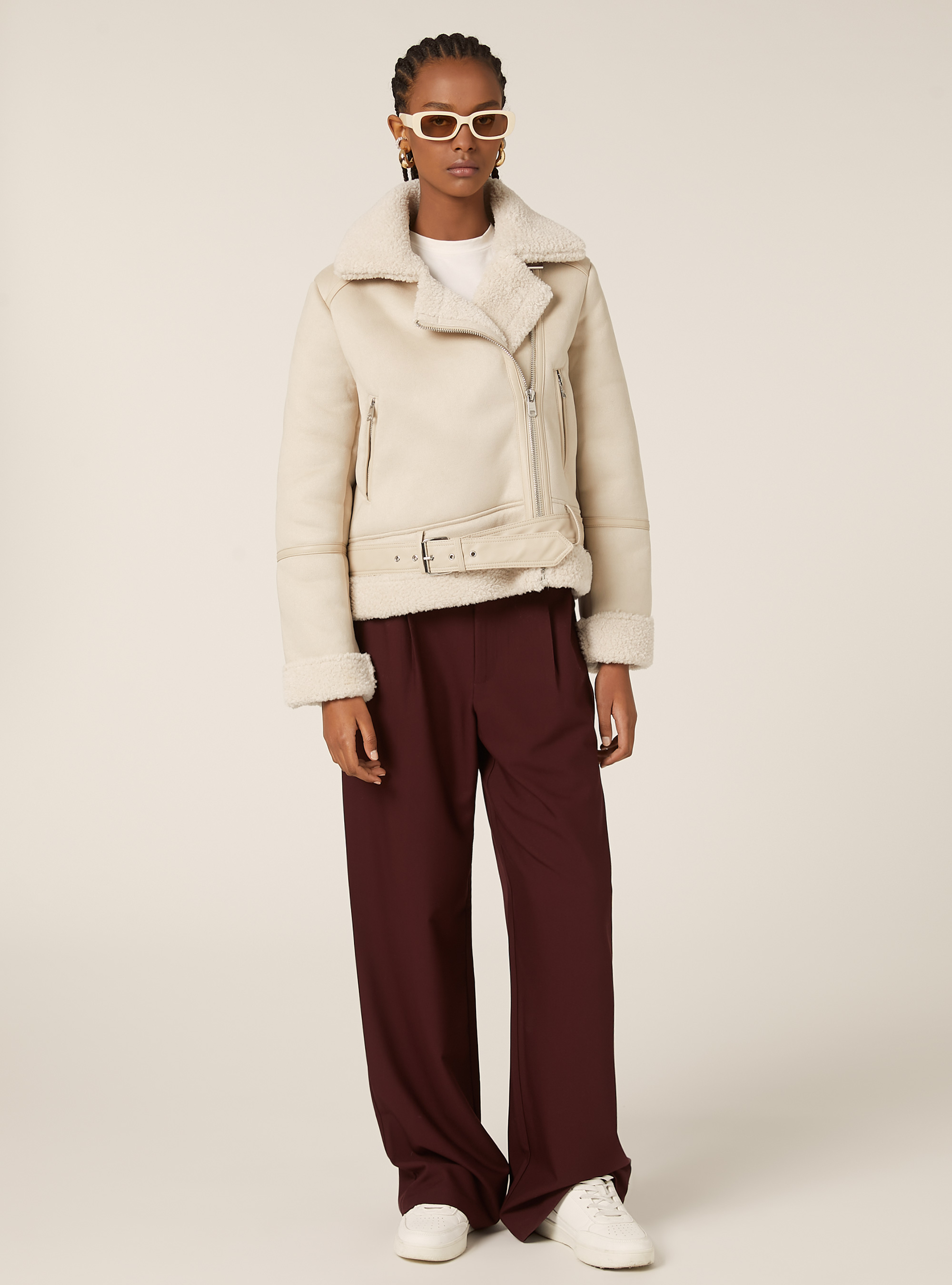 Giubbotto montone effetto camoscio, SA2 SAND MEDIUM