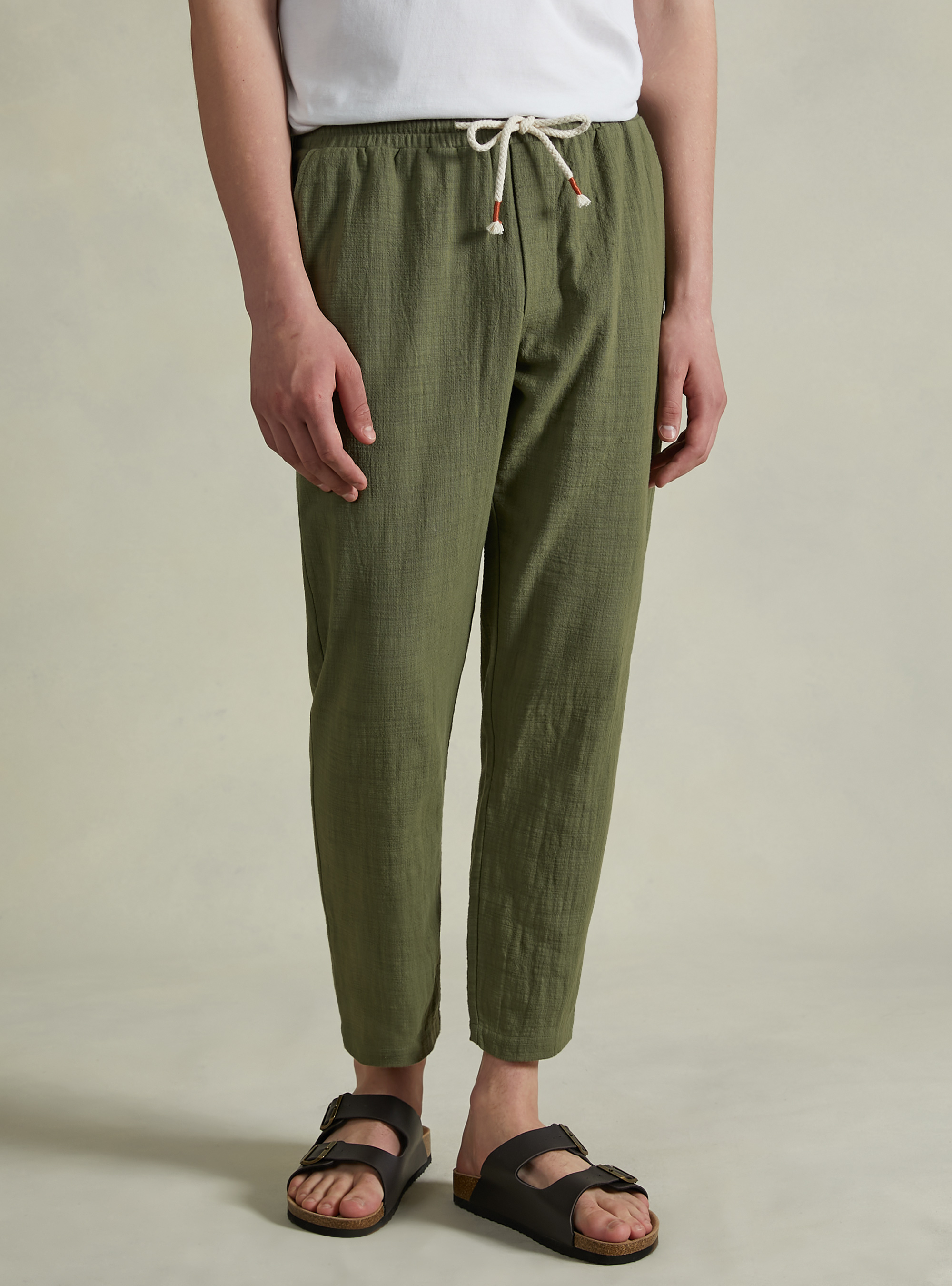Cotton trousers with drawstring waist, KY3 KAKY LIGHT