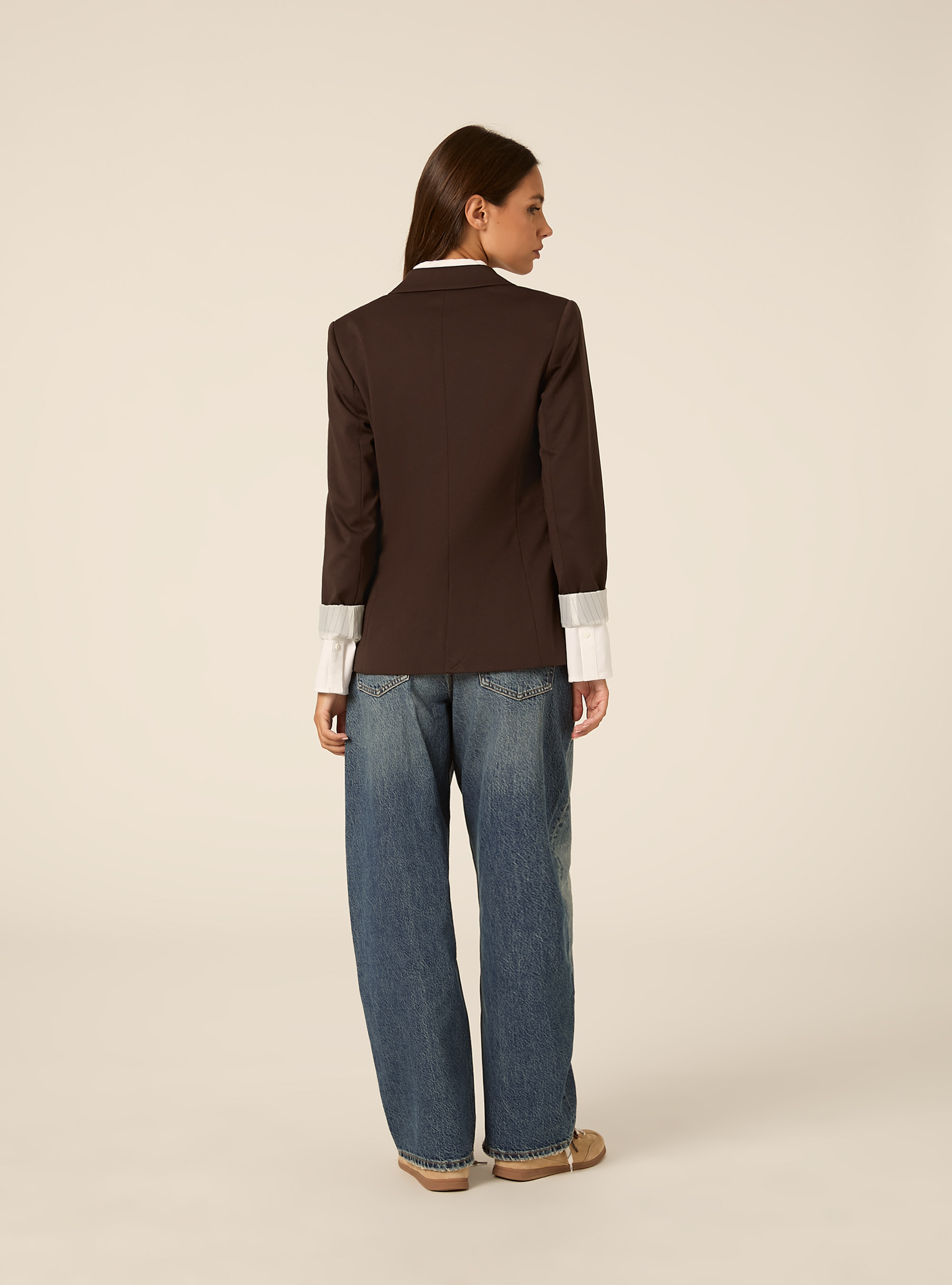 Blazer droit structure a revers, BR1 BROWN DARK