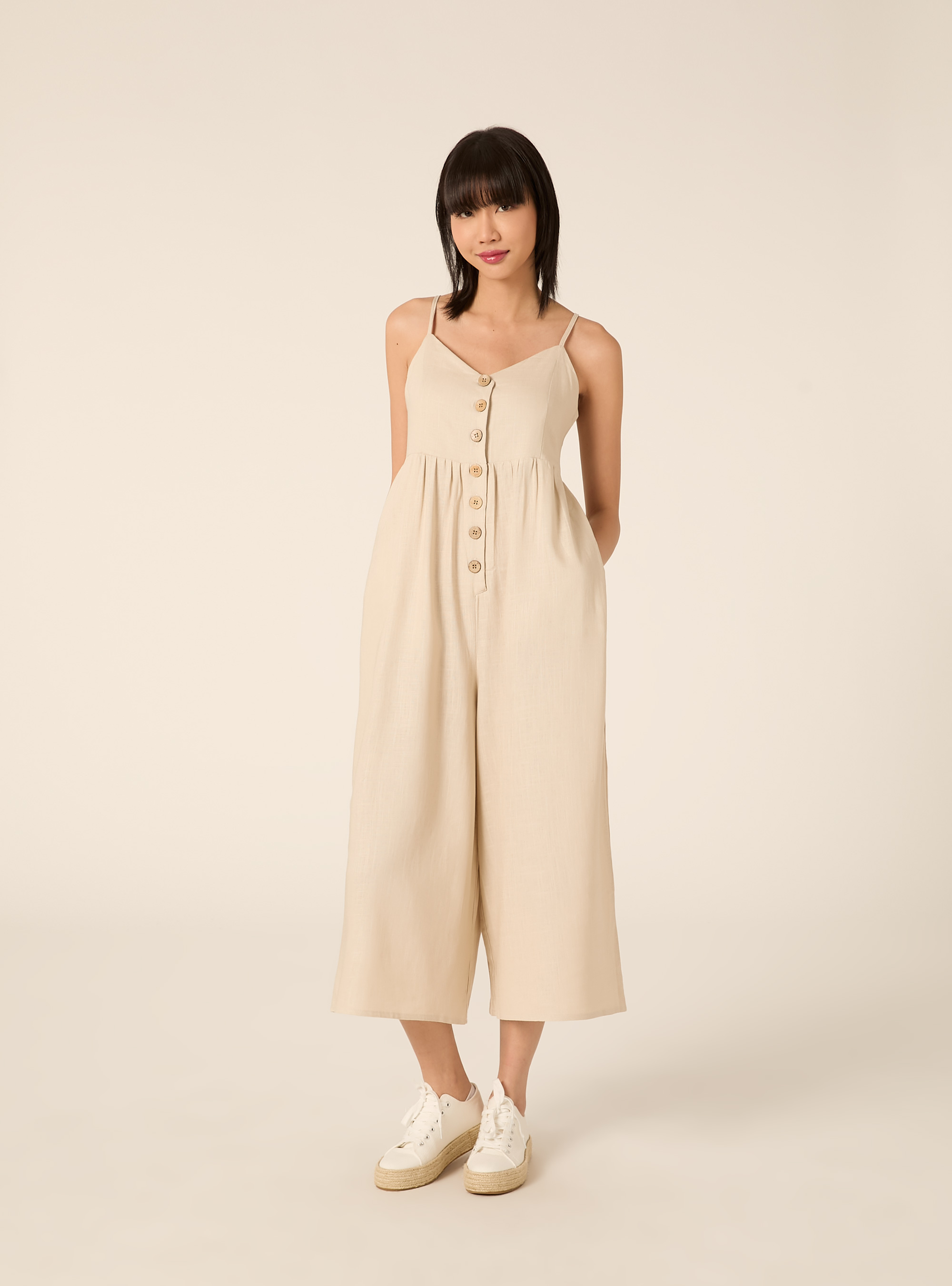 Tuta in misto lino, BG2 BEIGE MEDIUM