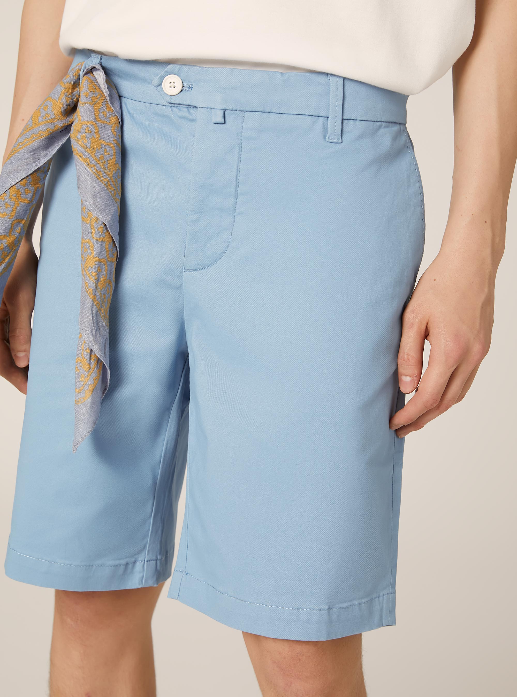 Bermudas de algodón de sarga elástica, AZ2 AZURE MEDIUM