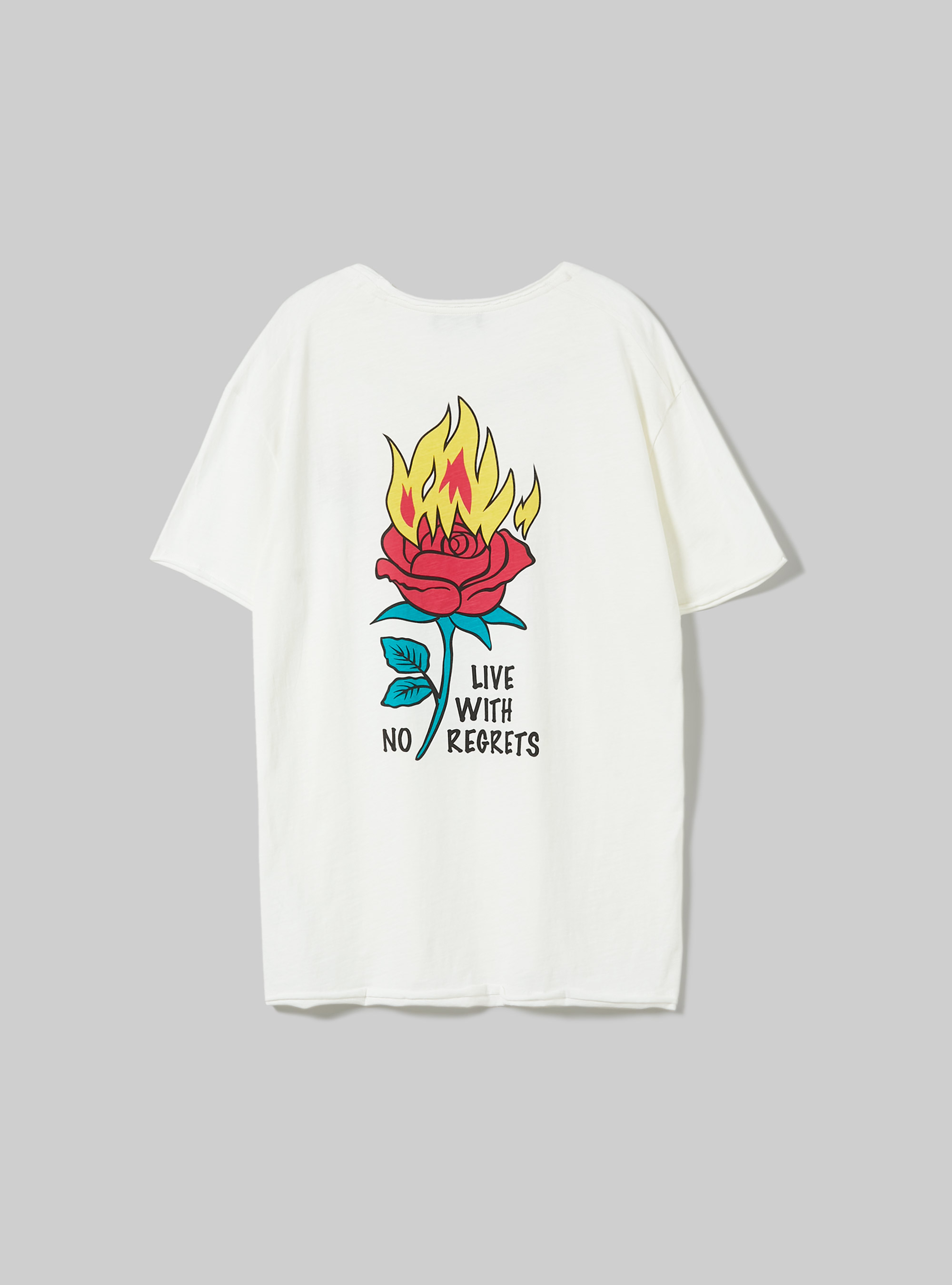 Camiseta de algod&oacute;n con estampado, BLANCO