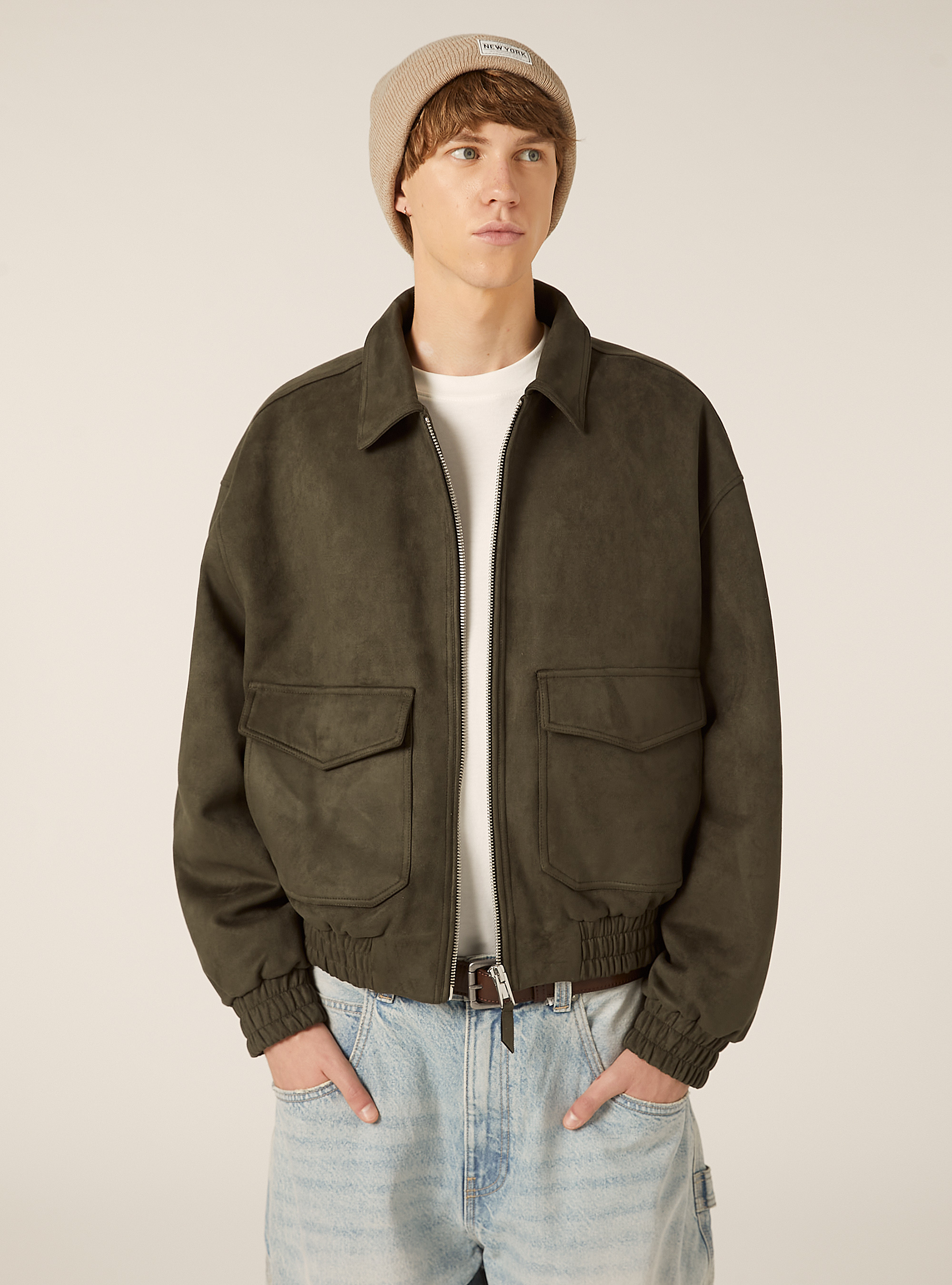 Bomber effetto camoscio boxy fit, KY1 KAKY DARK