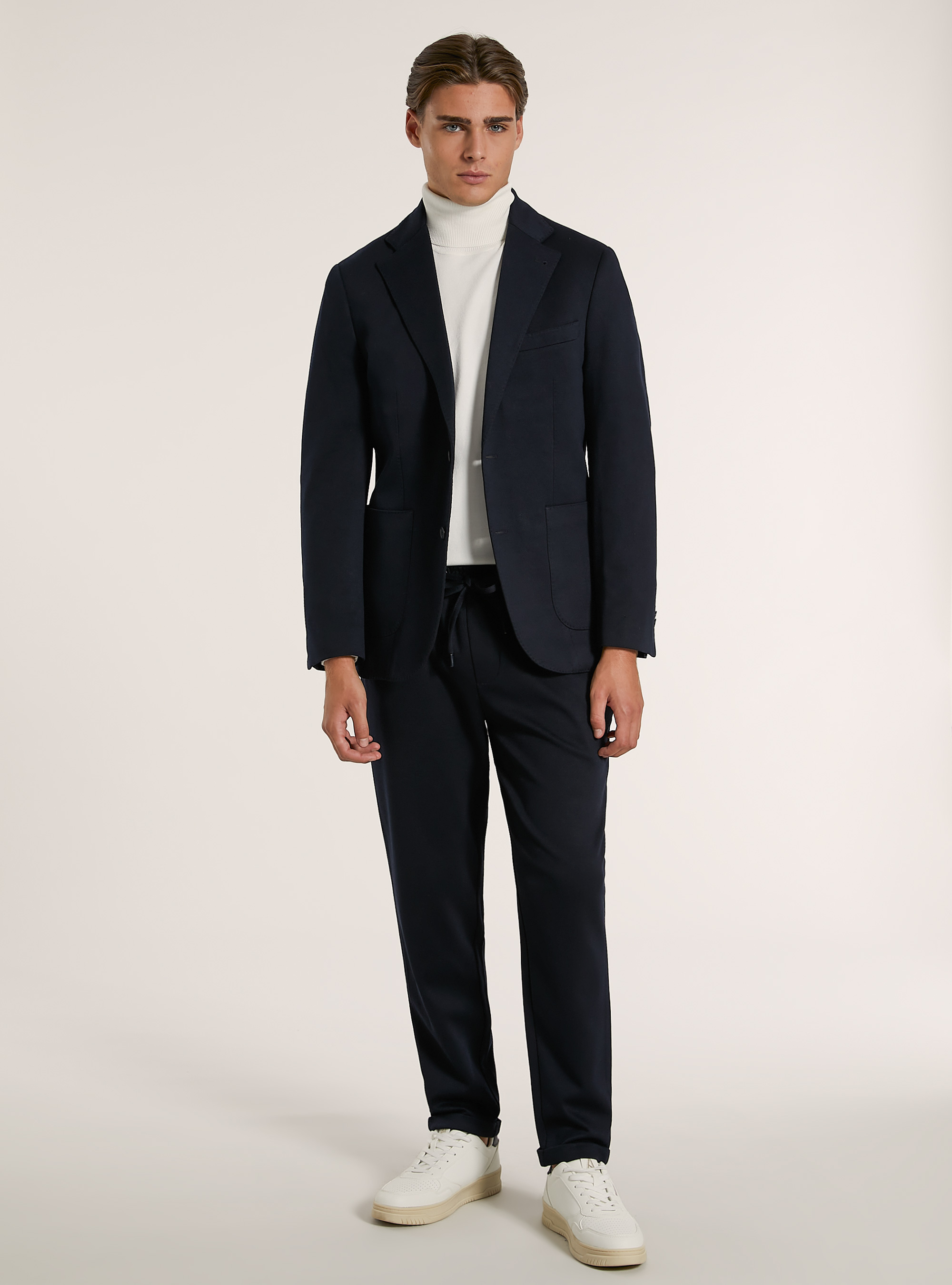 Pantaloni con texture a nido d'ape, NA1 NAVY DARK