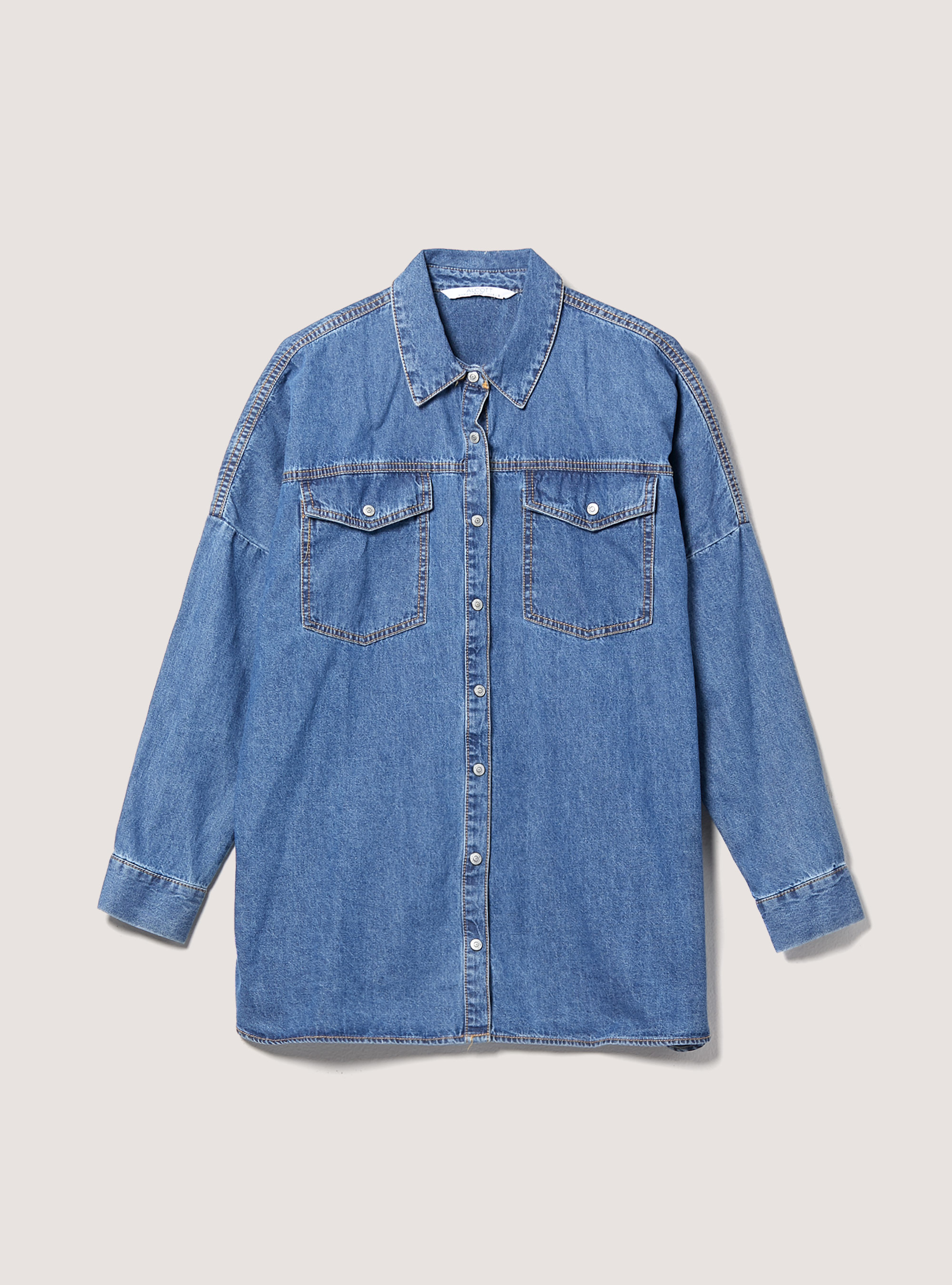 Oversize shirt in cotton, AZURE