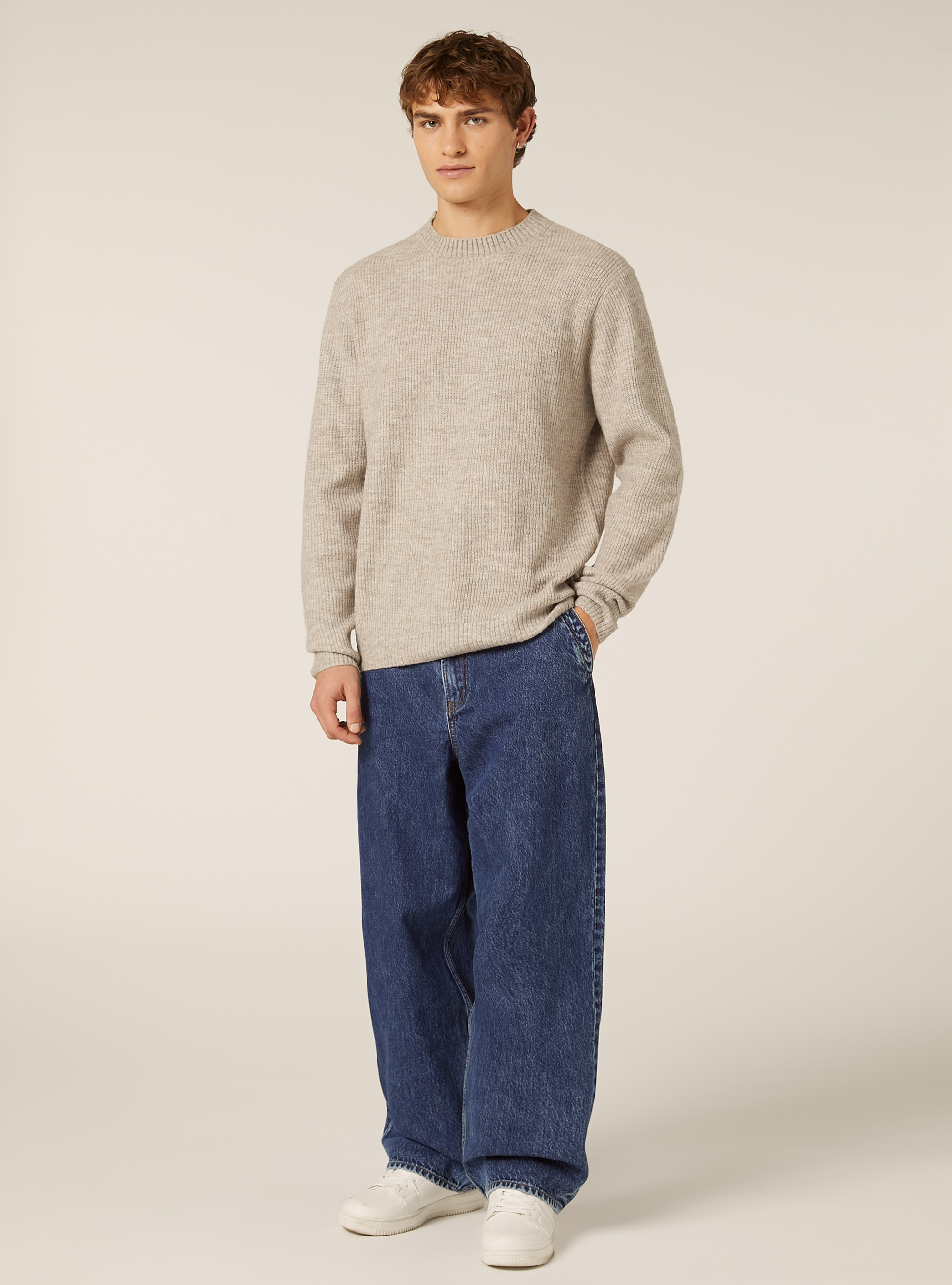 Pull-over doux à cotes, BG2 BEIGE MEDIUM