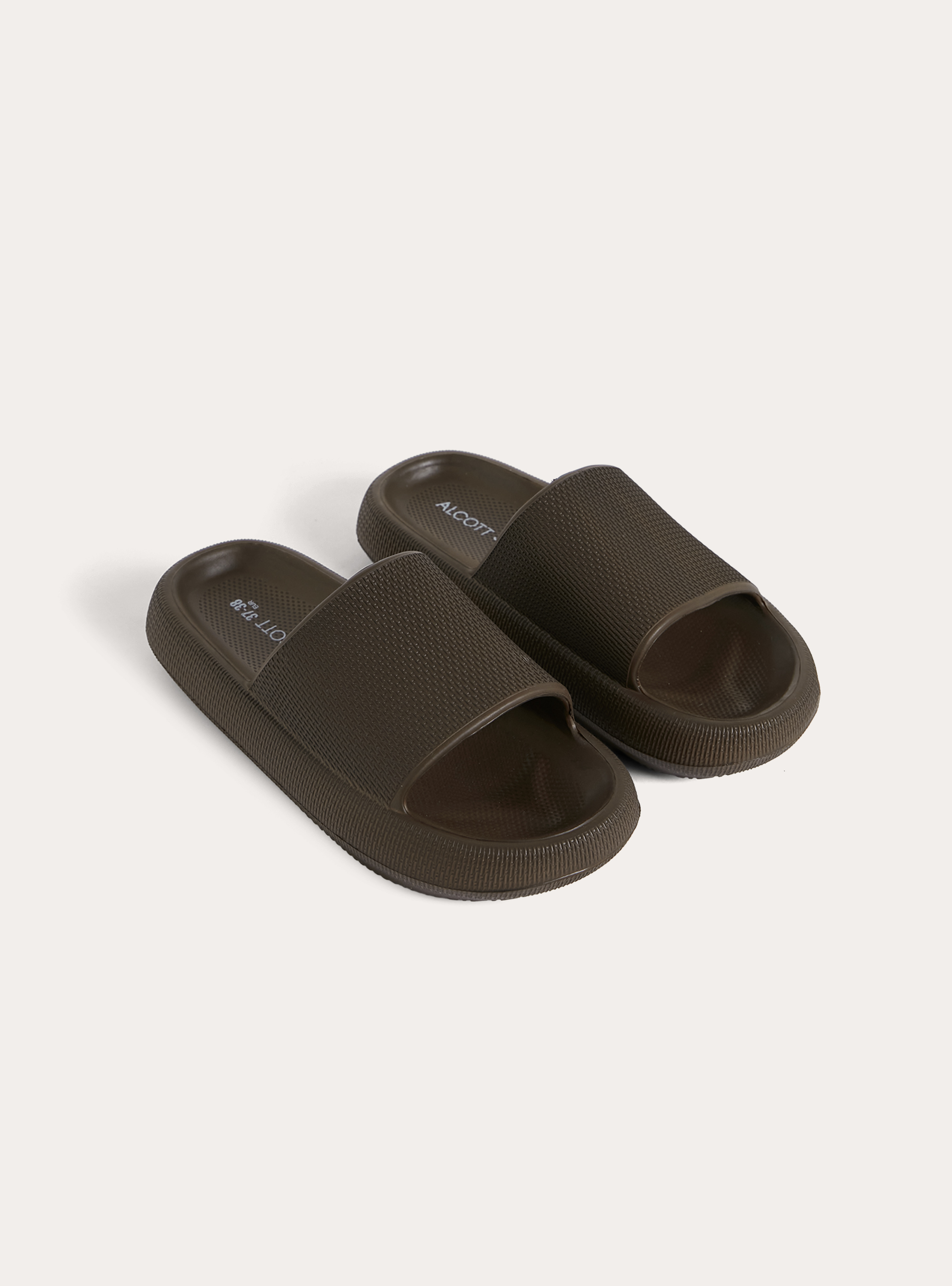 Claquettes Slide en Caoutchouc Souple, BR2 BROWN MEDIUM
