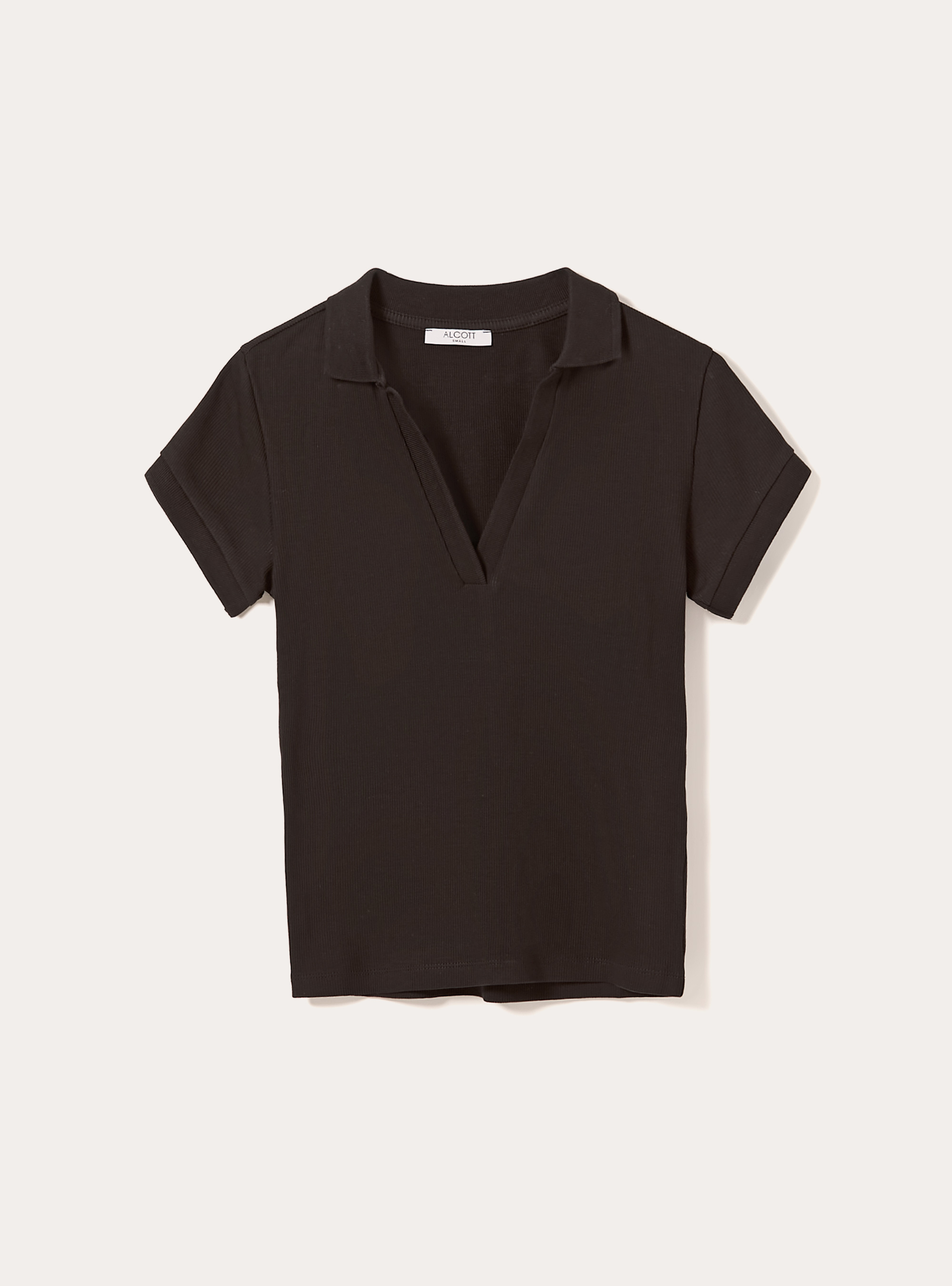 Geripptes Baumwoll-Poloshirt, BK1 BLACK