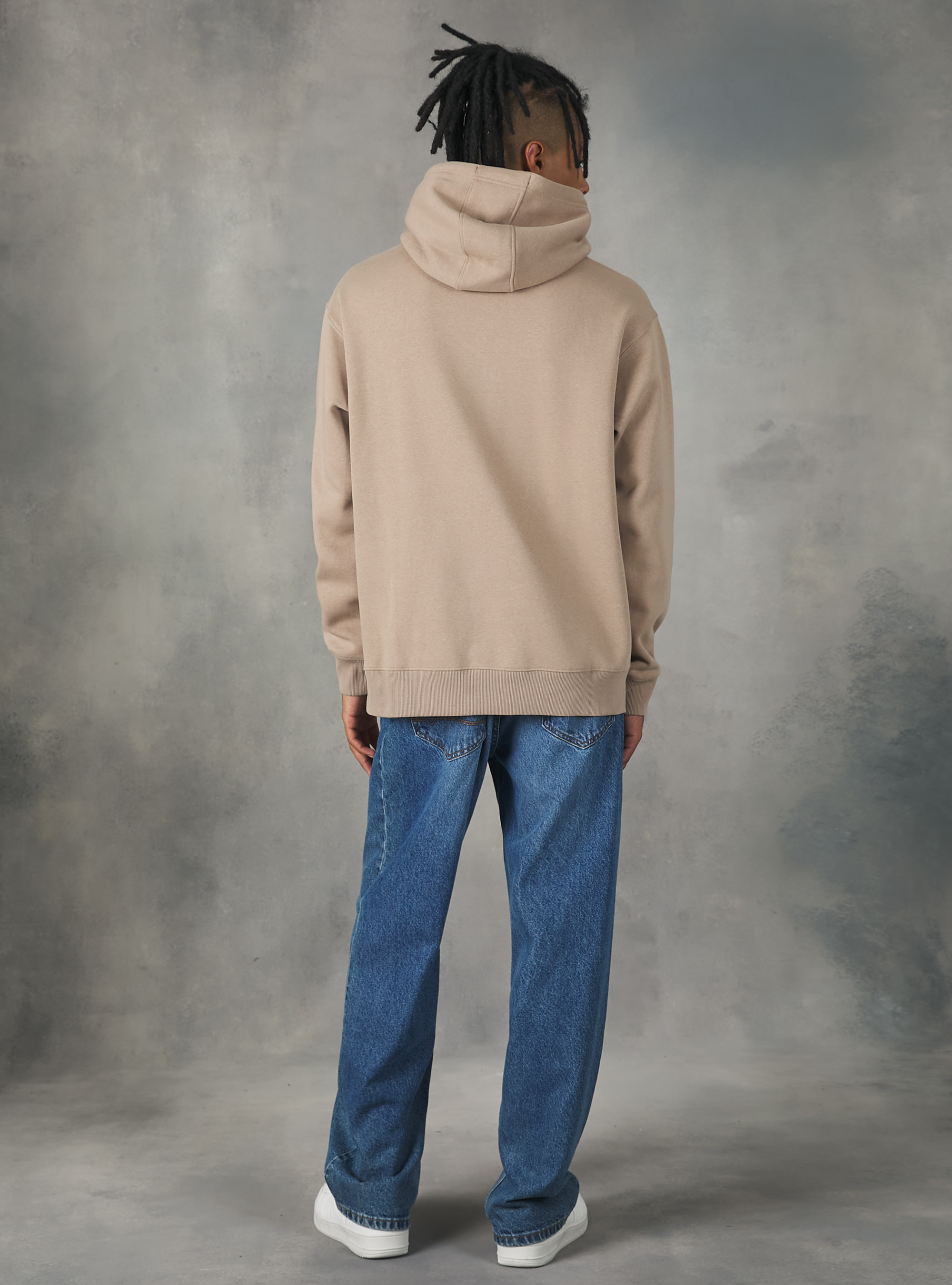 Sweatshirt with hood and pouch pocket, BG1 BEIGE DARK