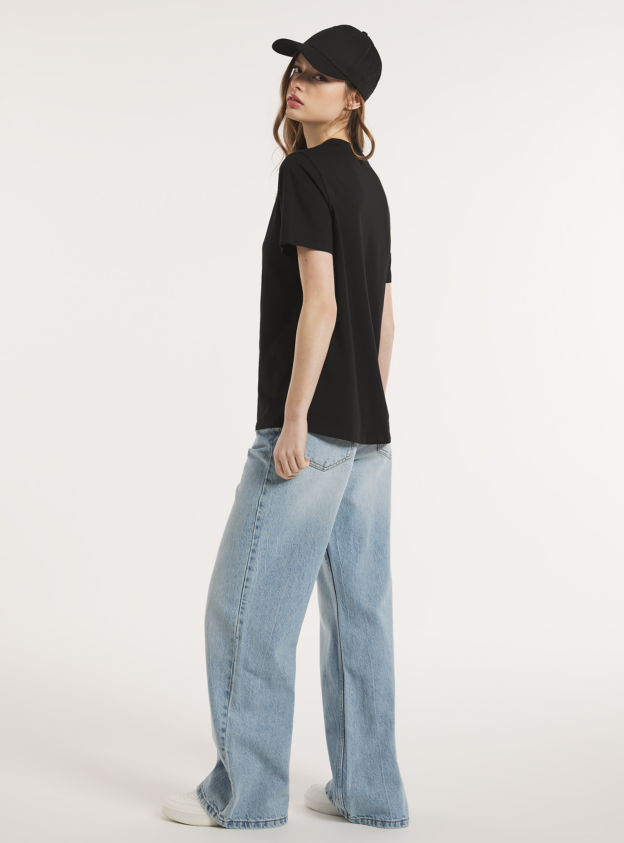 Crew-neck cotton T-shirt, BK1 BLACK