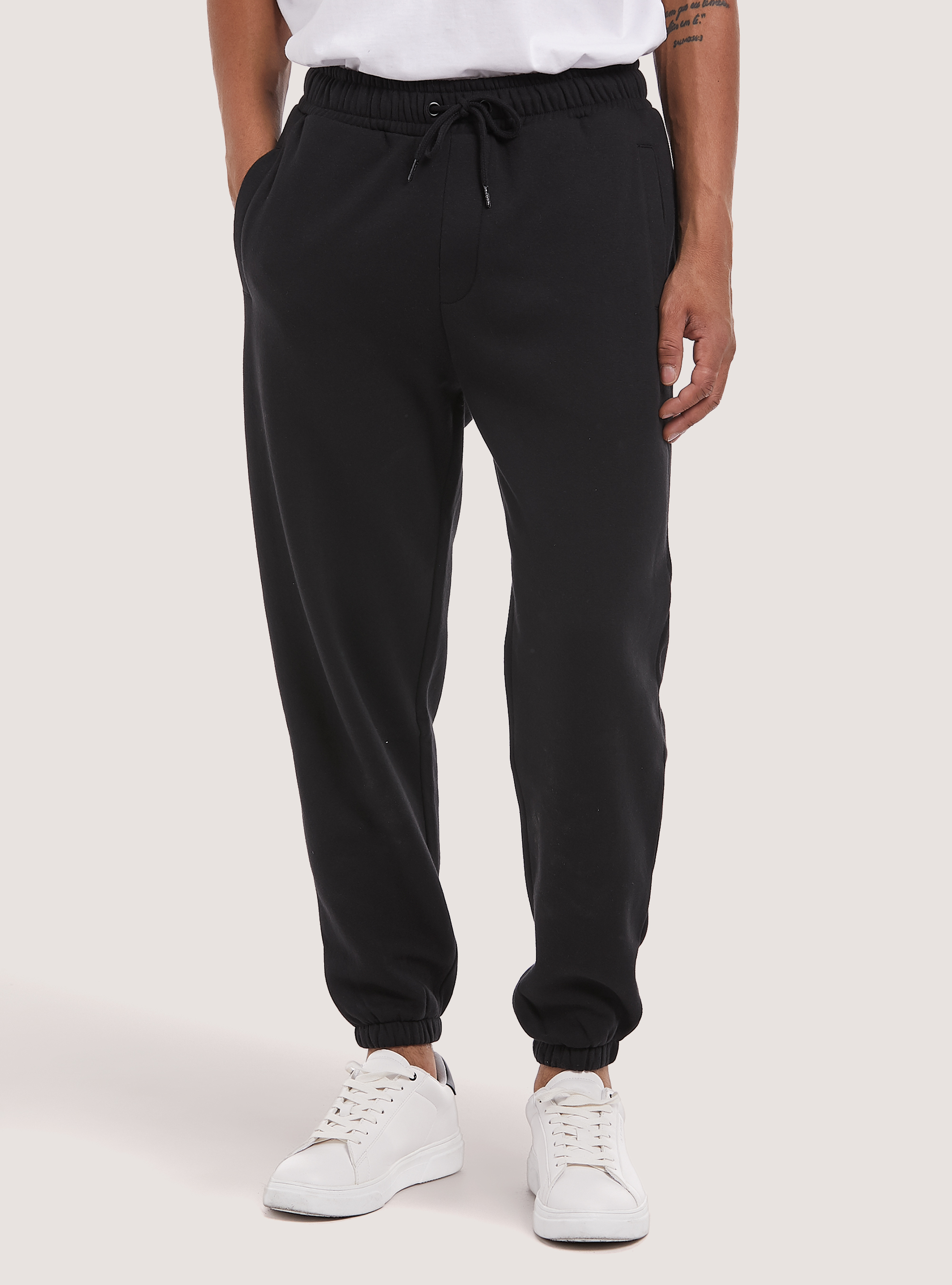 Plush jogger trousers, BK1 BLACK
