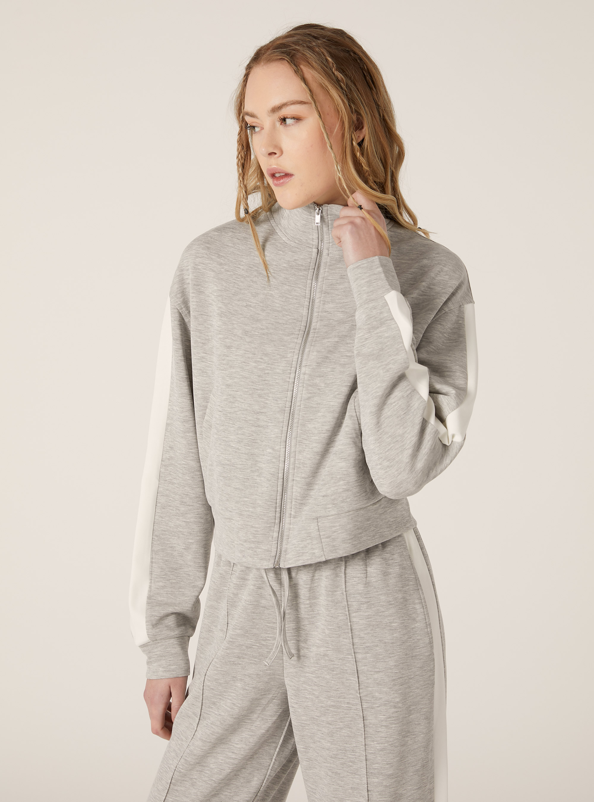 Soft touch zip sweatshirt, MGY3 GREY MEL LIGHT