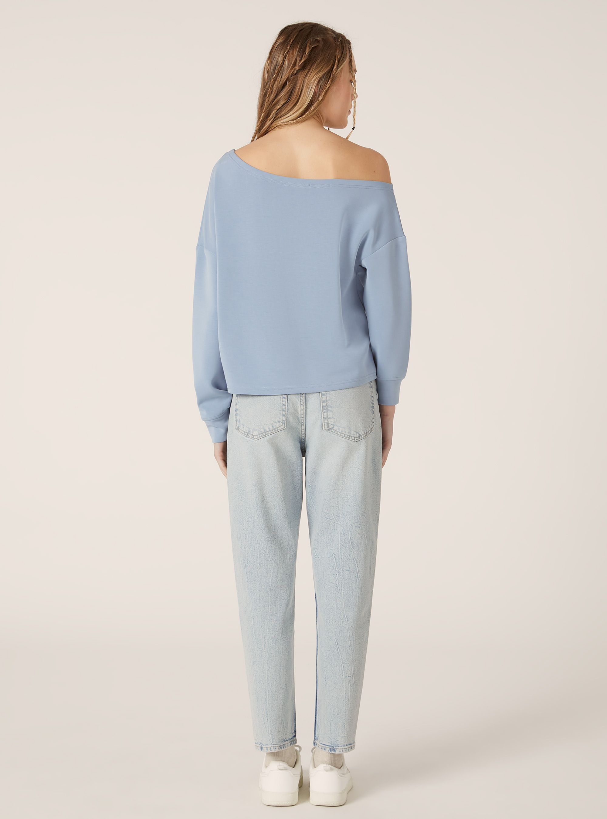 Felpa asimmetrica soft touch, AZ2 AZURE MEDIUM