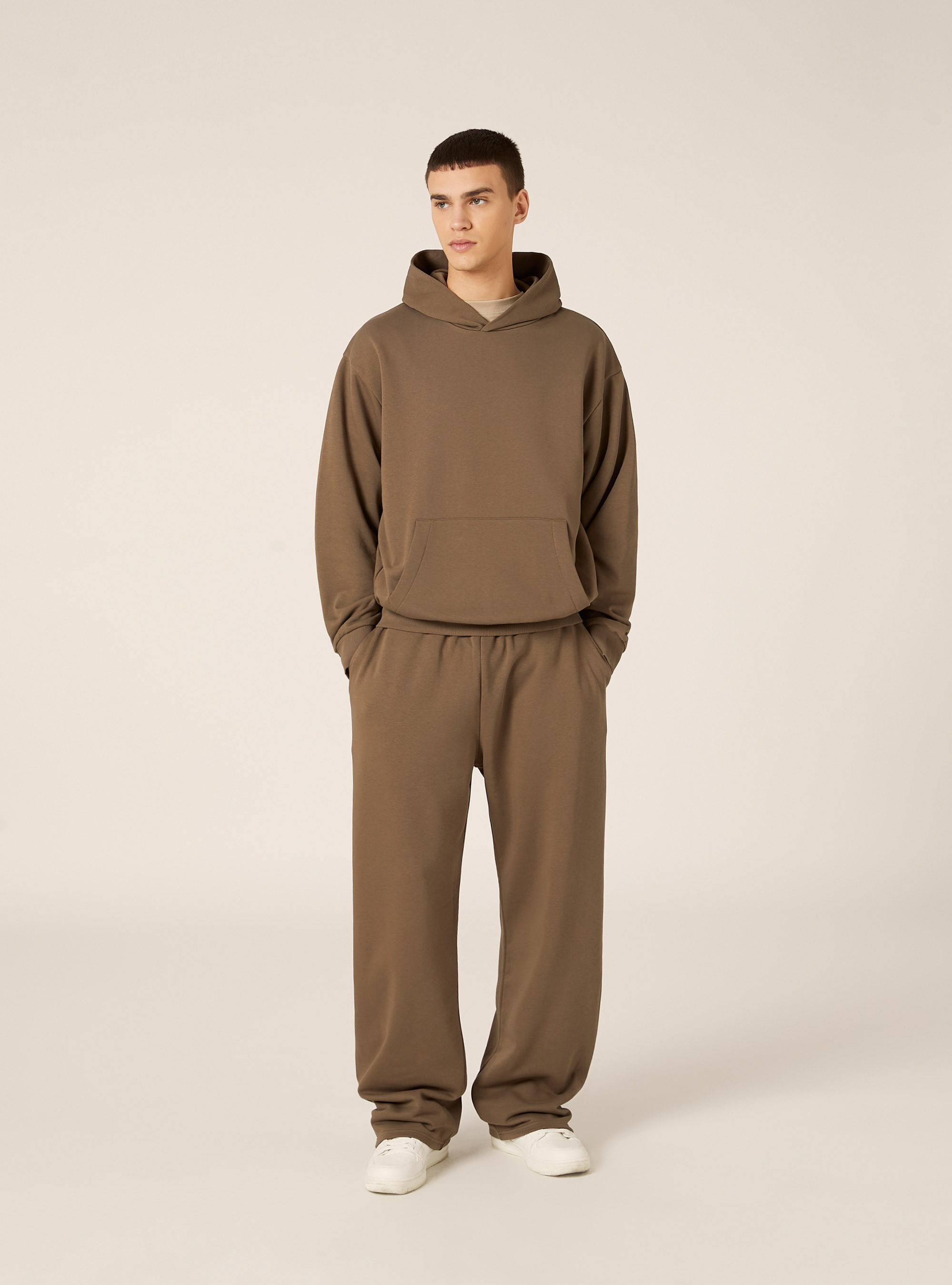 Boxy fit hooded sweatshirt, BR2 BROWN MEDIUM