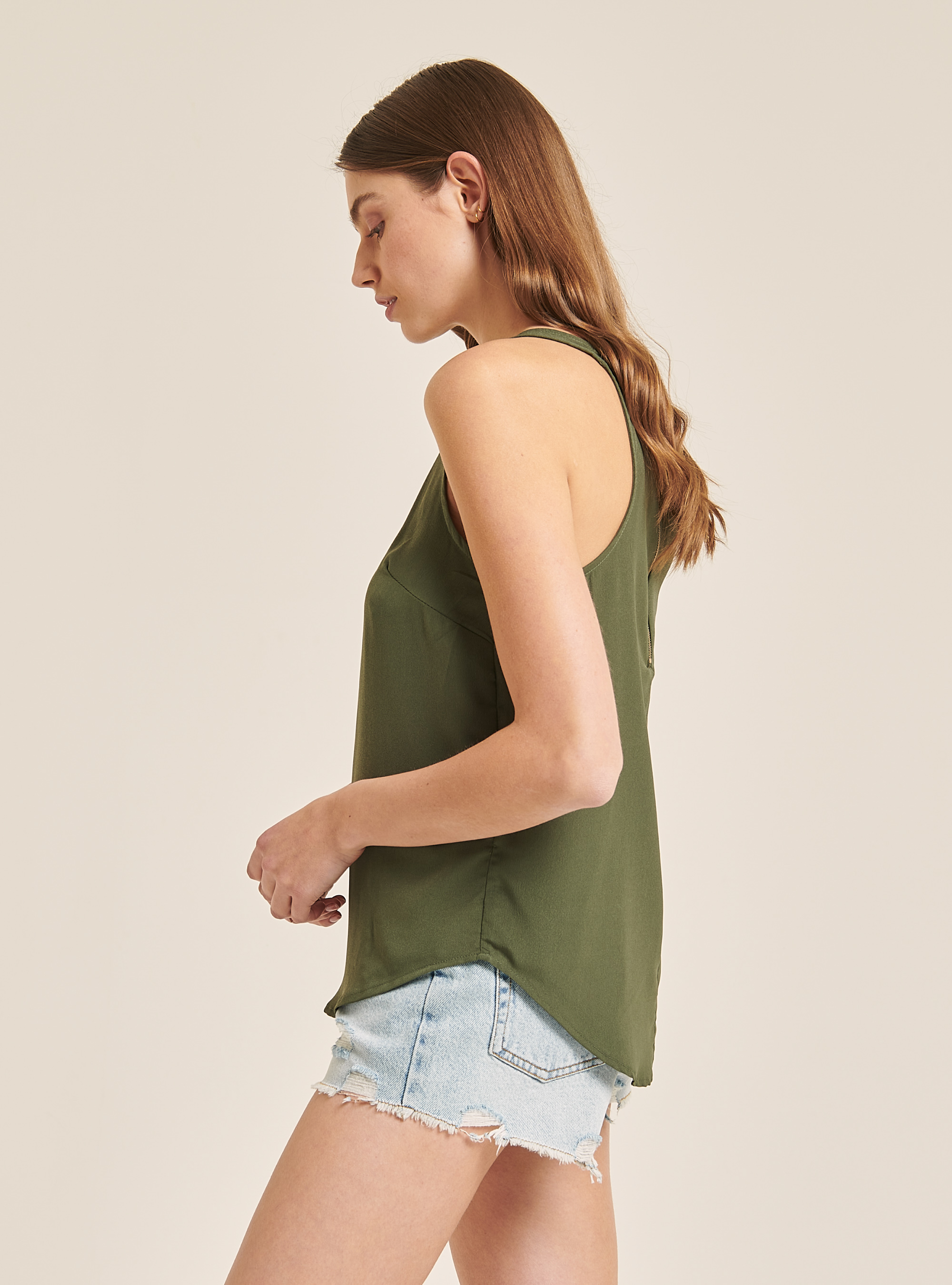 Blouse with zipper on the back, C5587 KAKY