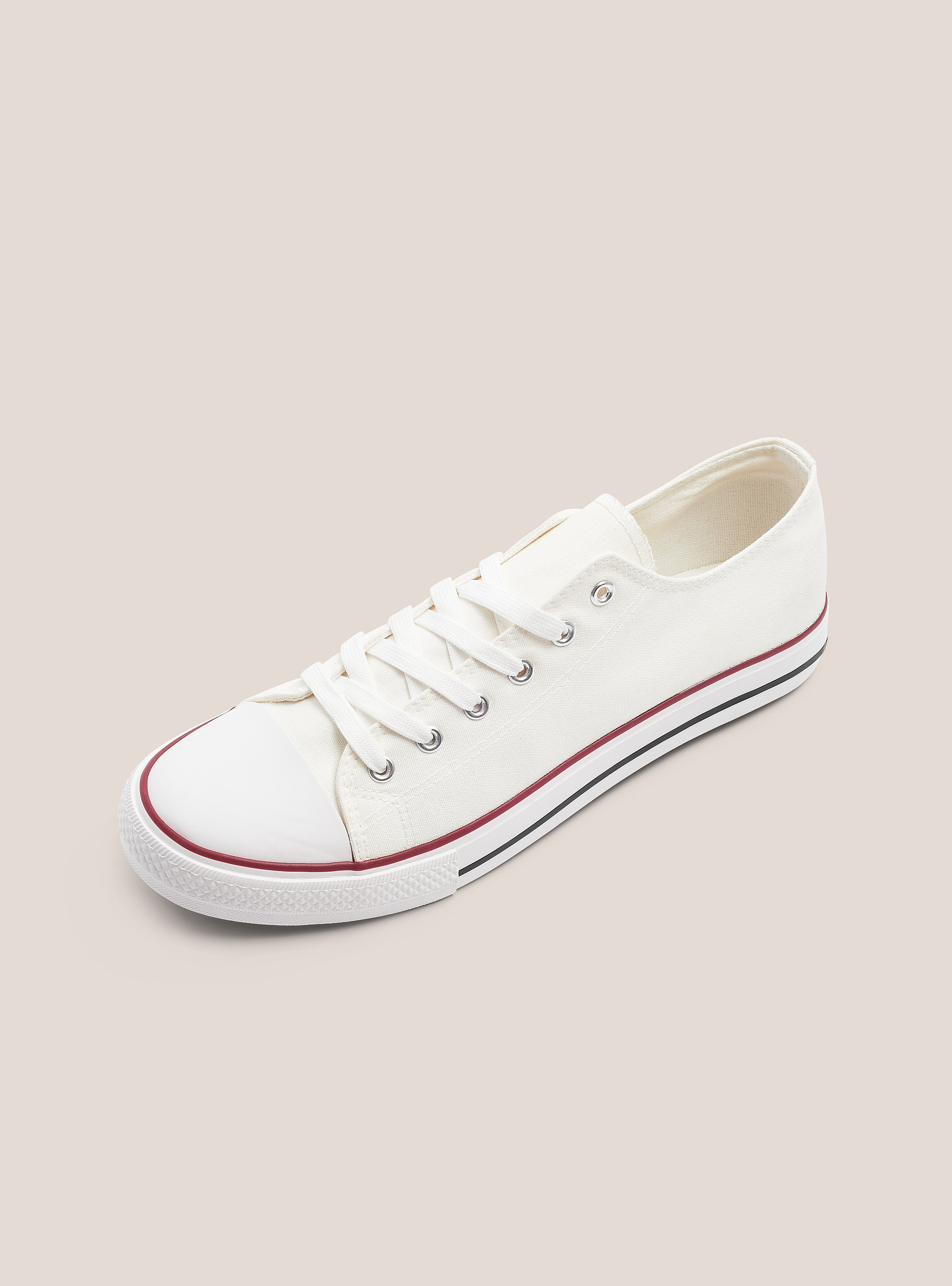 Low trainers in light fabric, WHITE