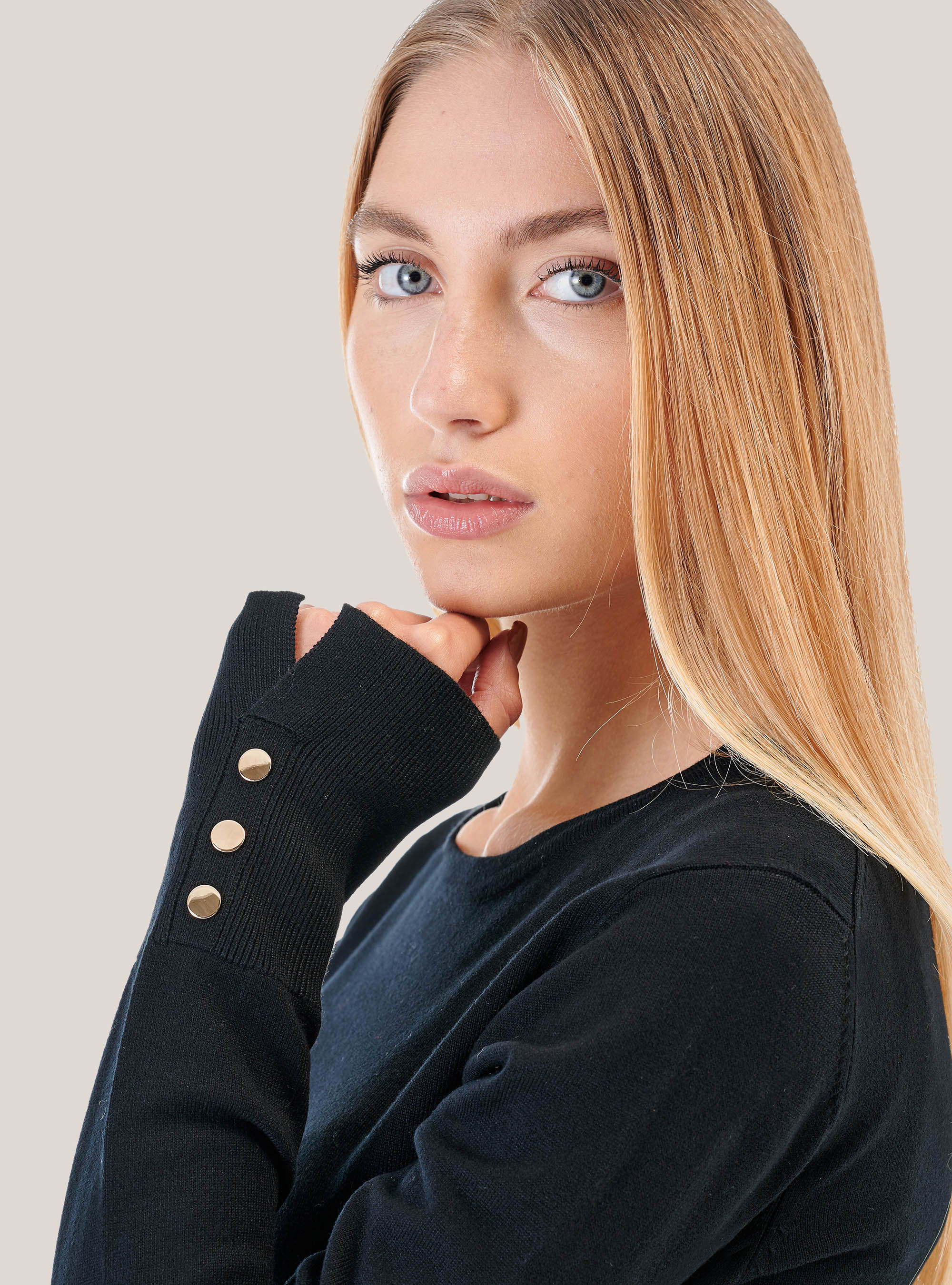 Pullover girocollo comfort fit, NERO