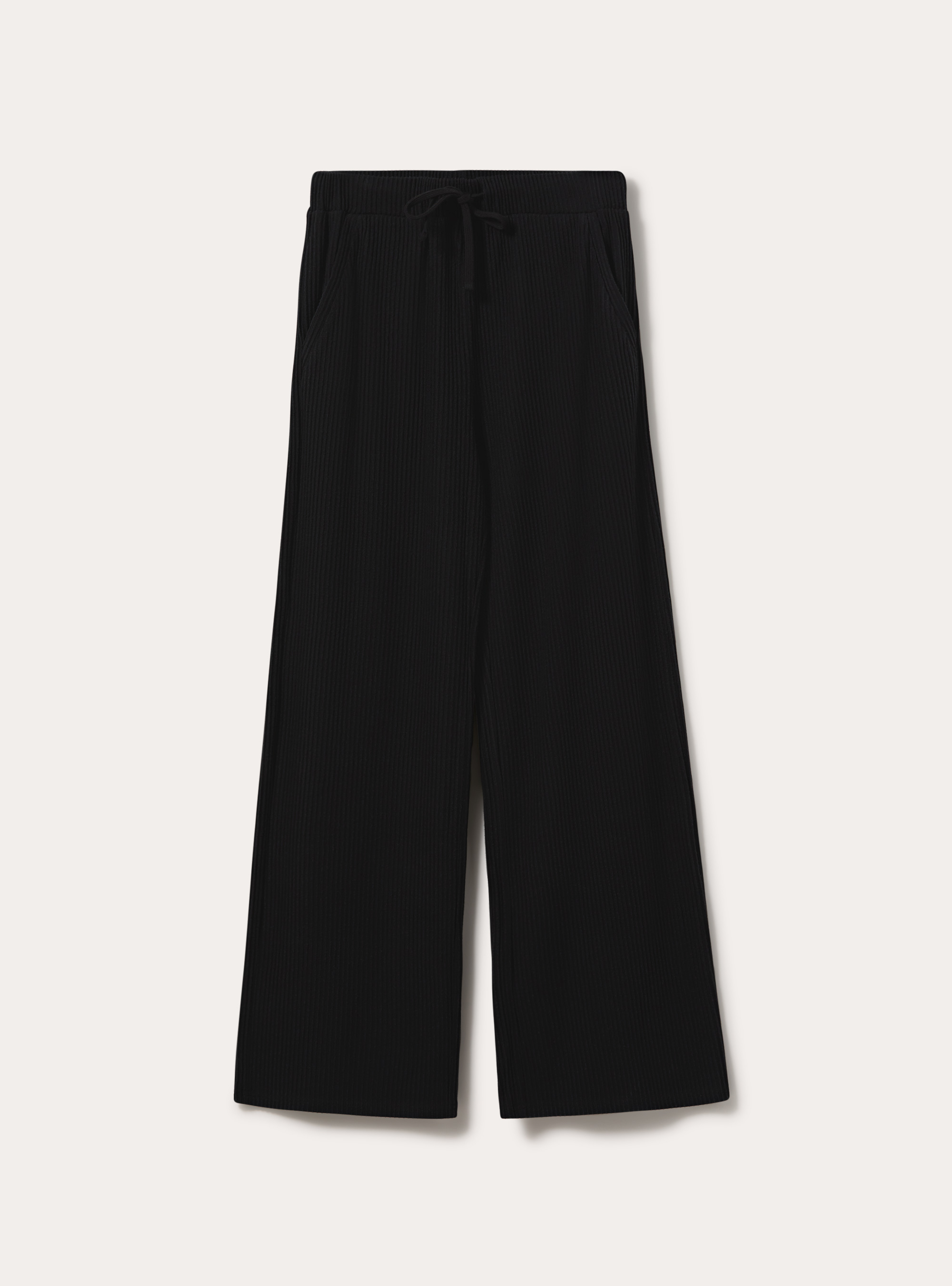 Jogger wide leg a coste, BK1 BLACK
