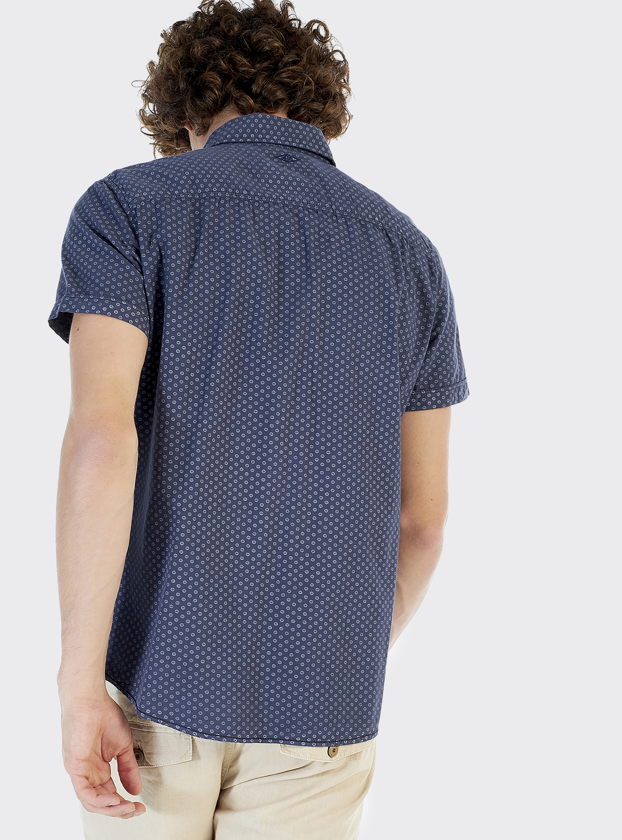 Chemise &agrave; manches courtes avec micro-motif, C244 BLUE