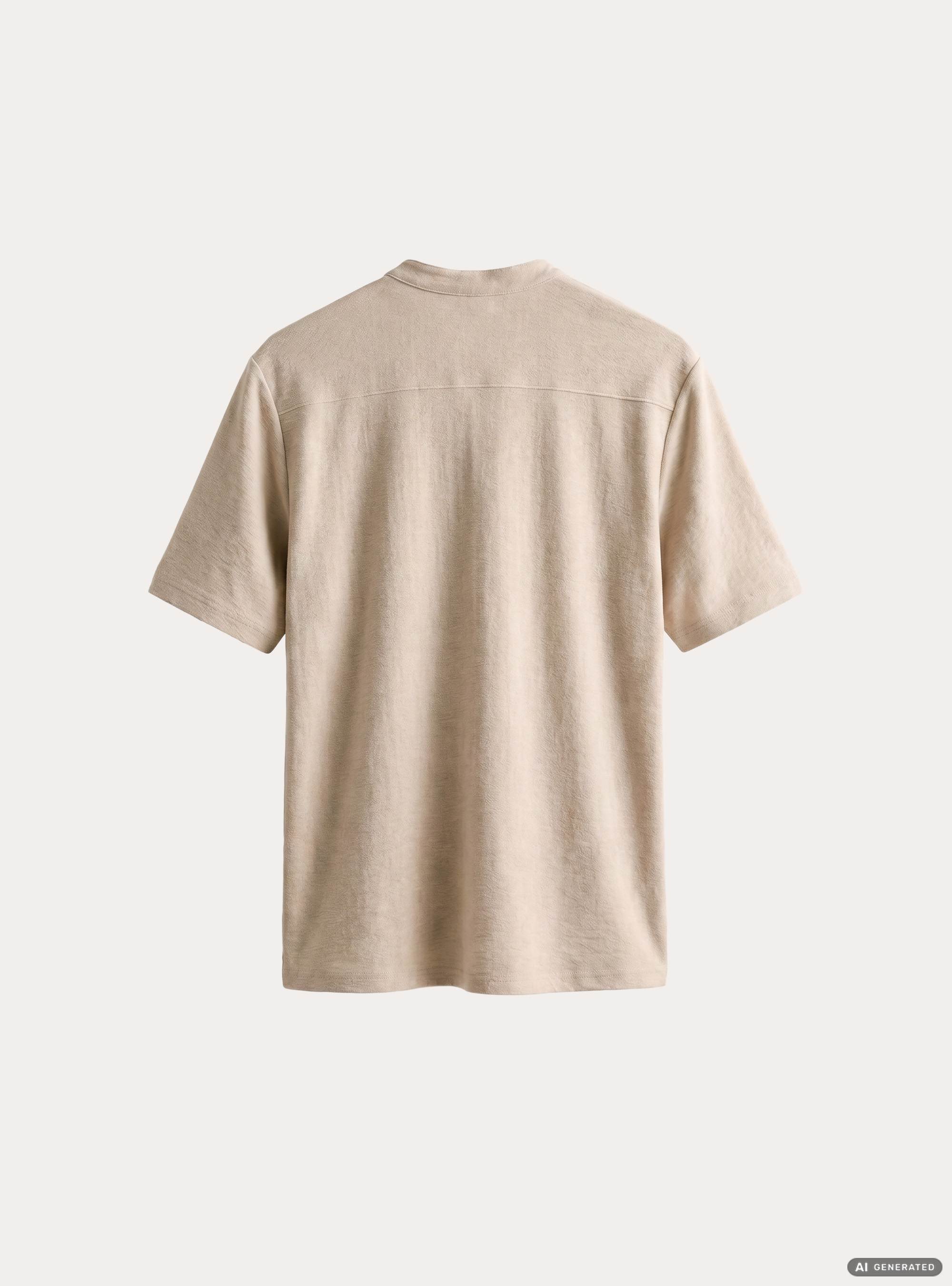 Camicia collo coreano mezza placchetta in jersey, BG3 BEIGE LIGHT