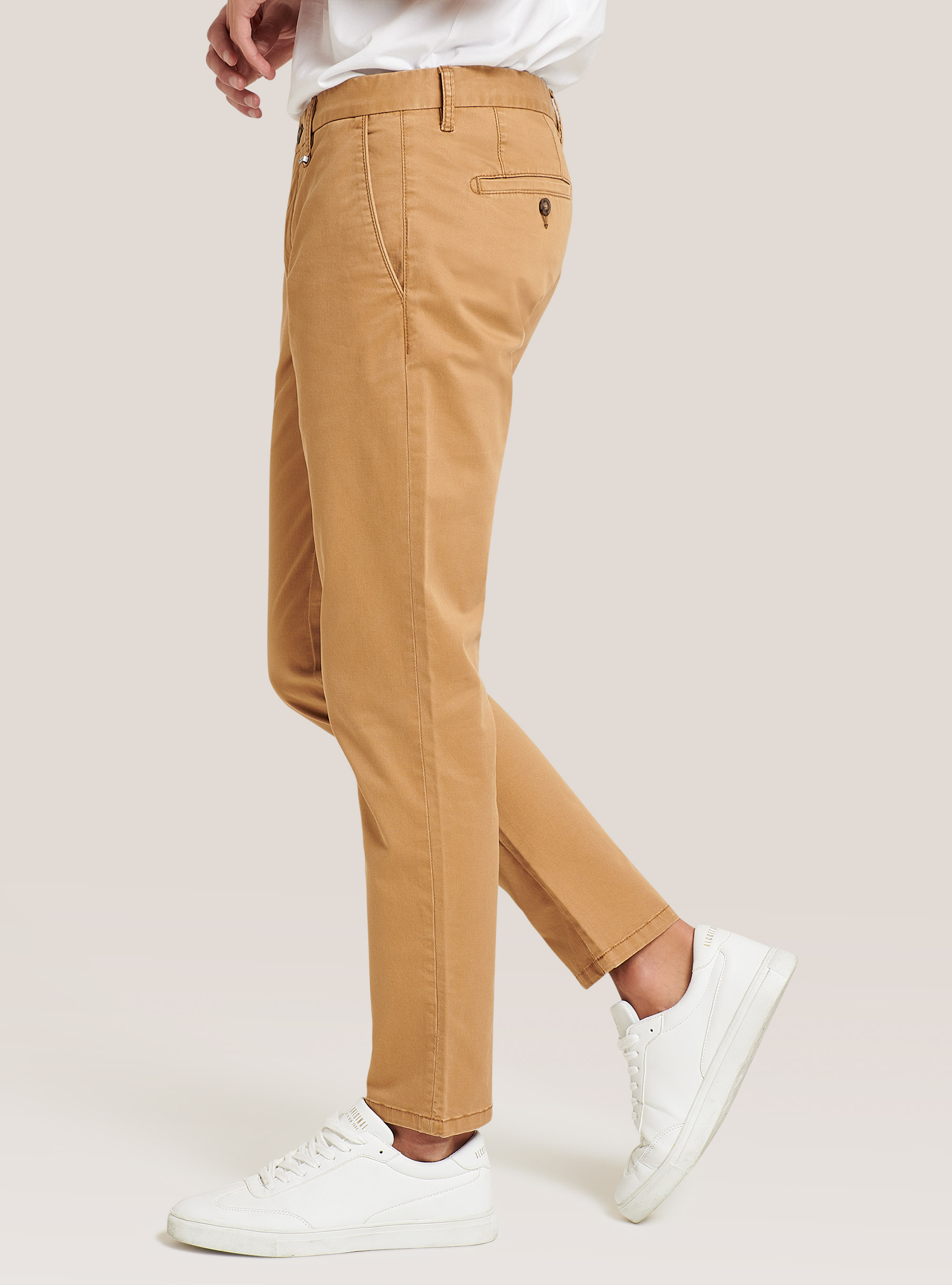 Twill stretch cotton chinos, MUSTARD