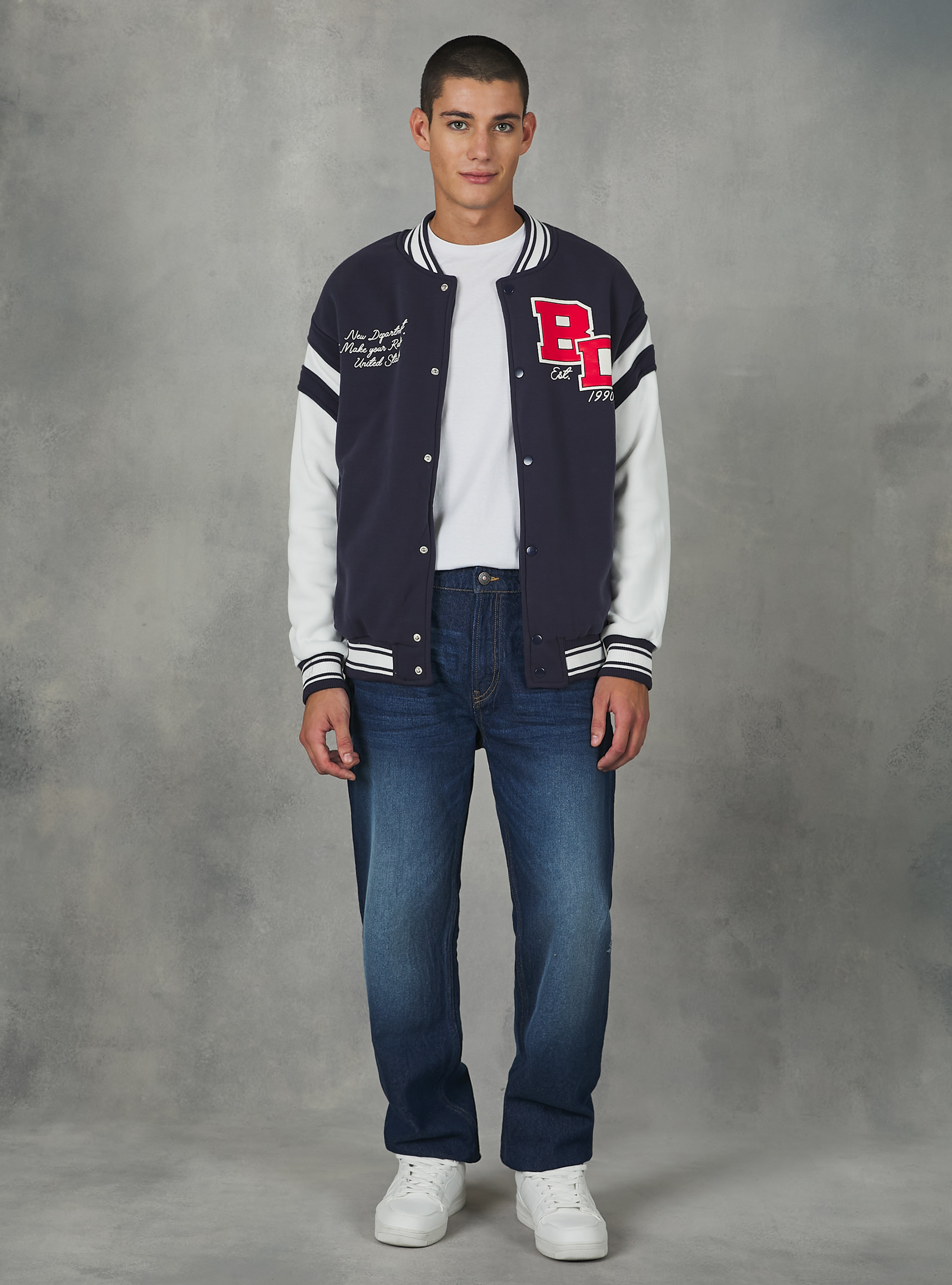 College Bomber Jacket with print, NA1 NAVY DARK