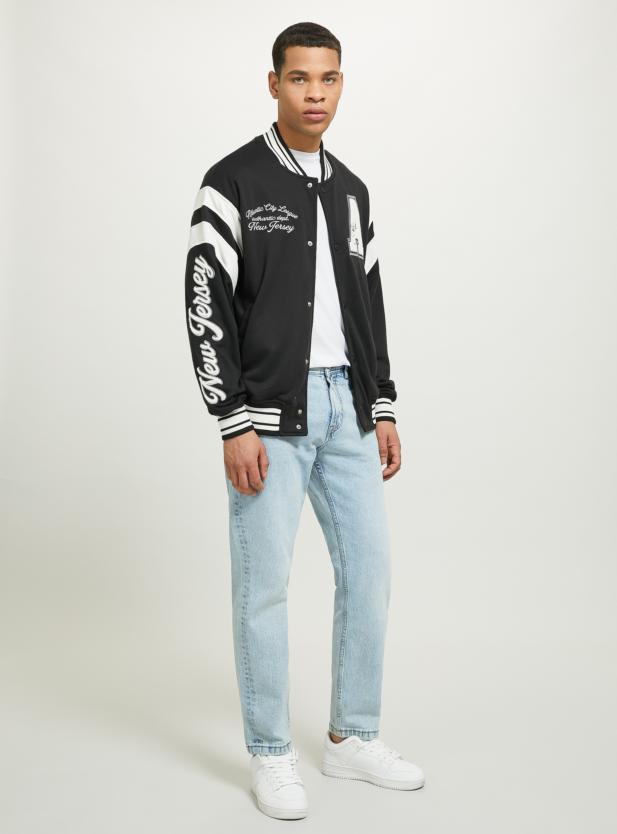 Blouson bombardier &agrave; imprim&eacute; de l'universite, BK1 BLACK