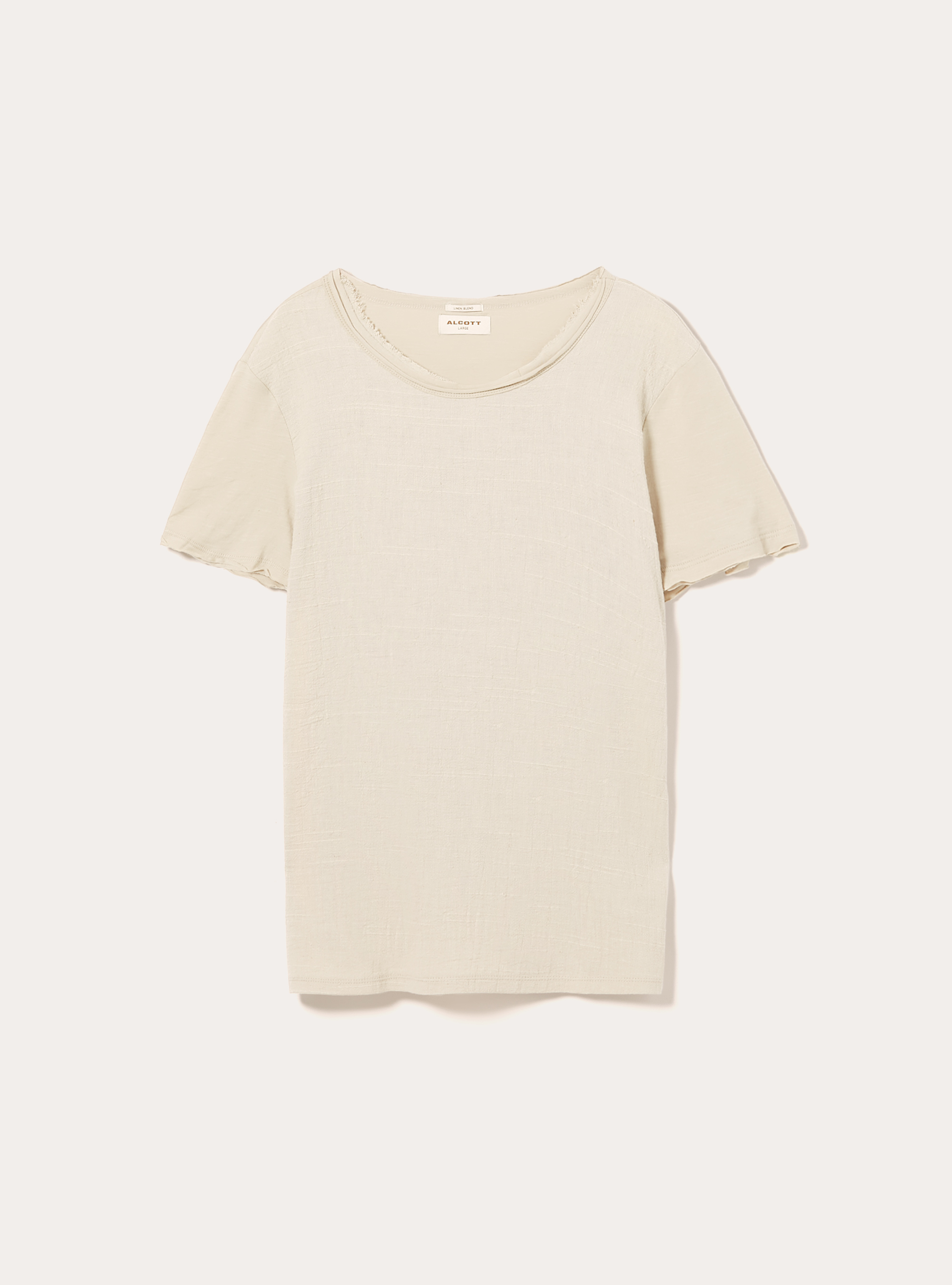 Maglietta in misto lino a maniche corte, BG3 BEIGE LIGHT