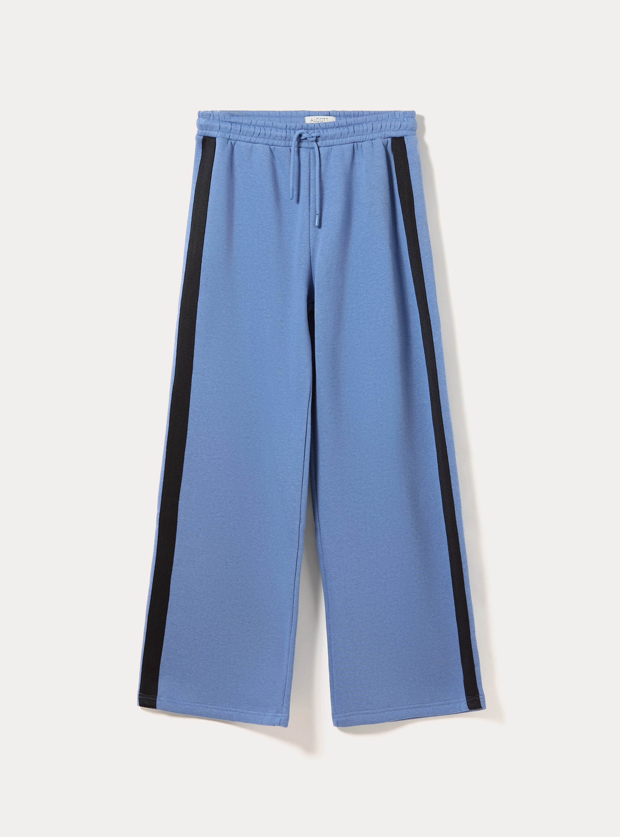 Pantaloni wide leg con bande laterali, AZ1 AZURE DARK
