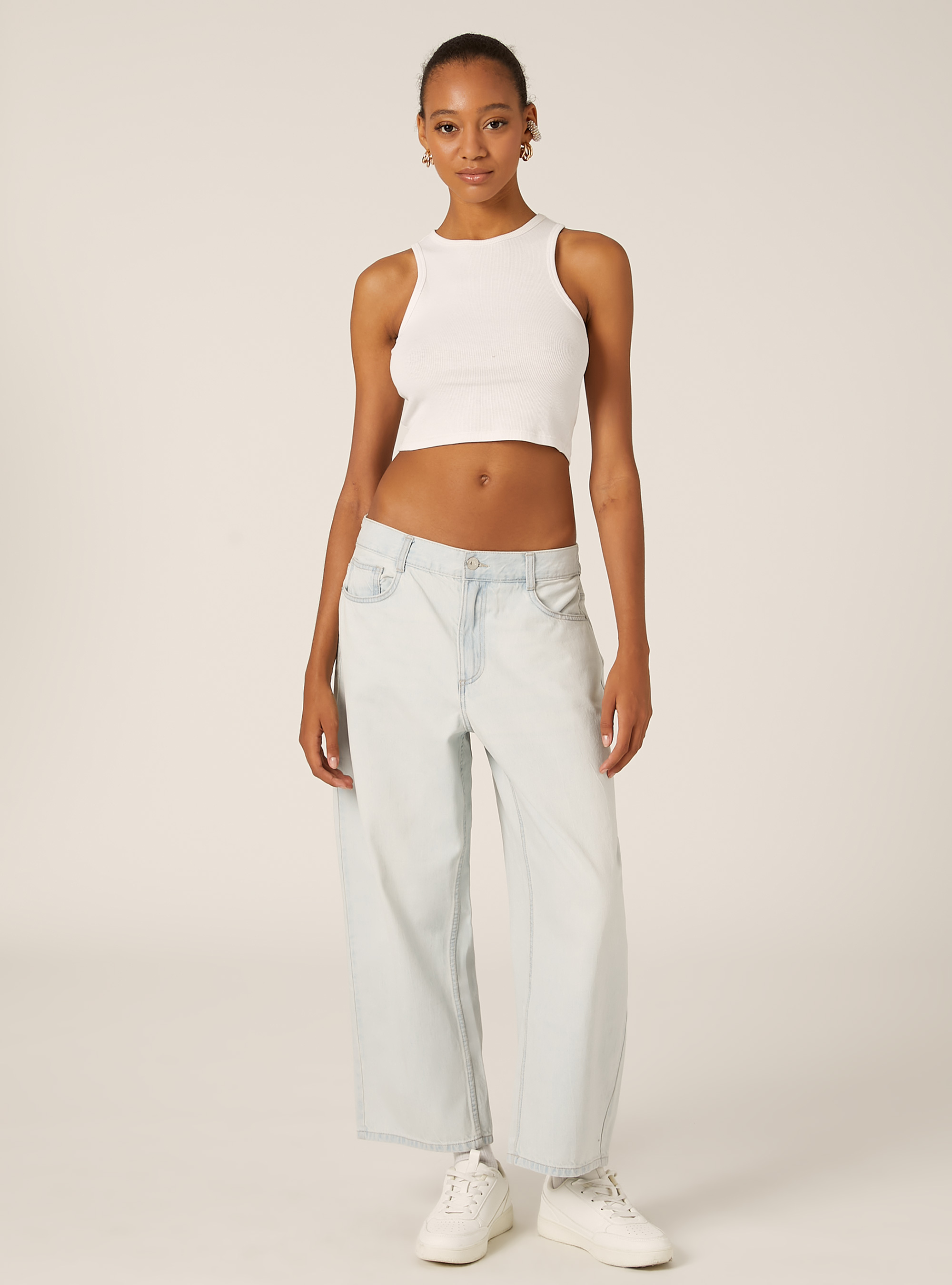 Jeans coupe barrel, D006 AZURE