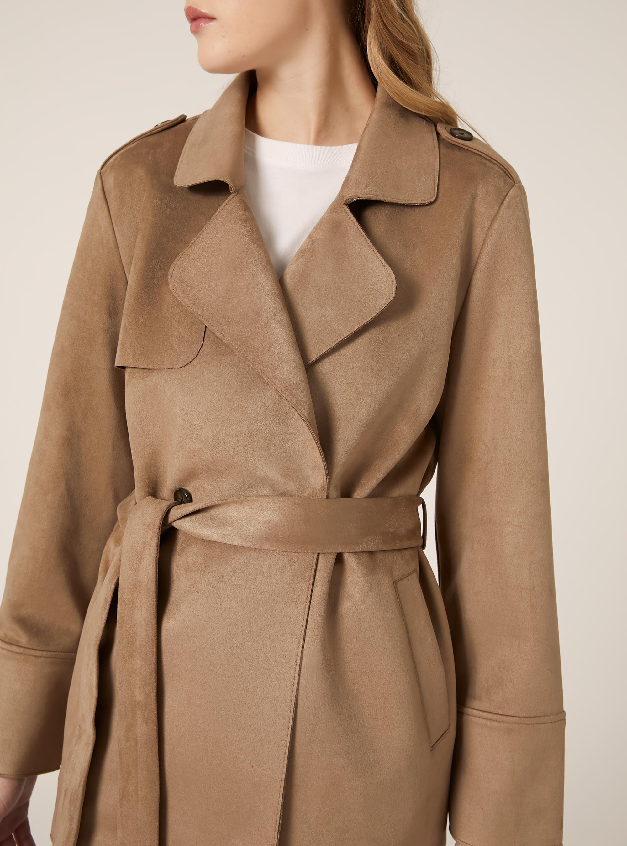 Trenchcoat in Wildlederoptik, BG2 BEIGE MEDIUM