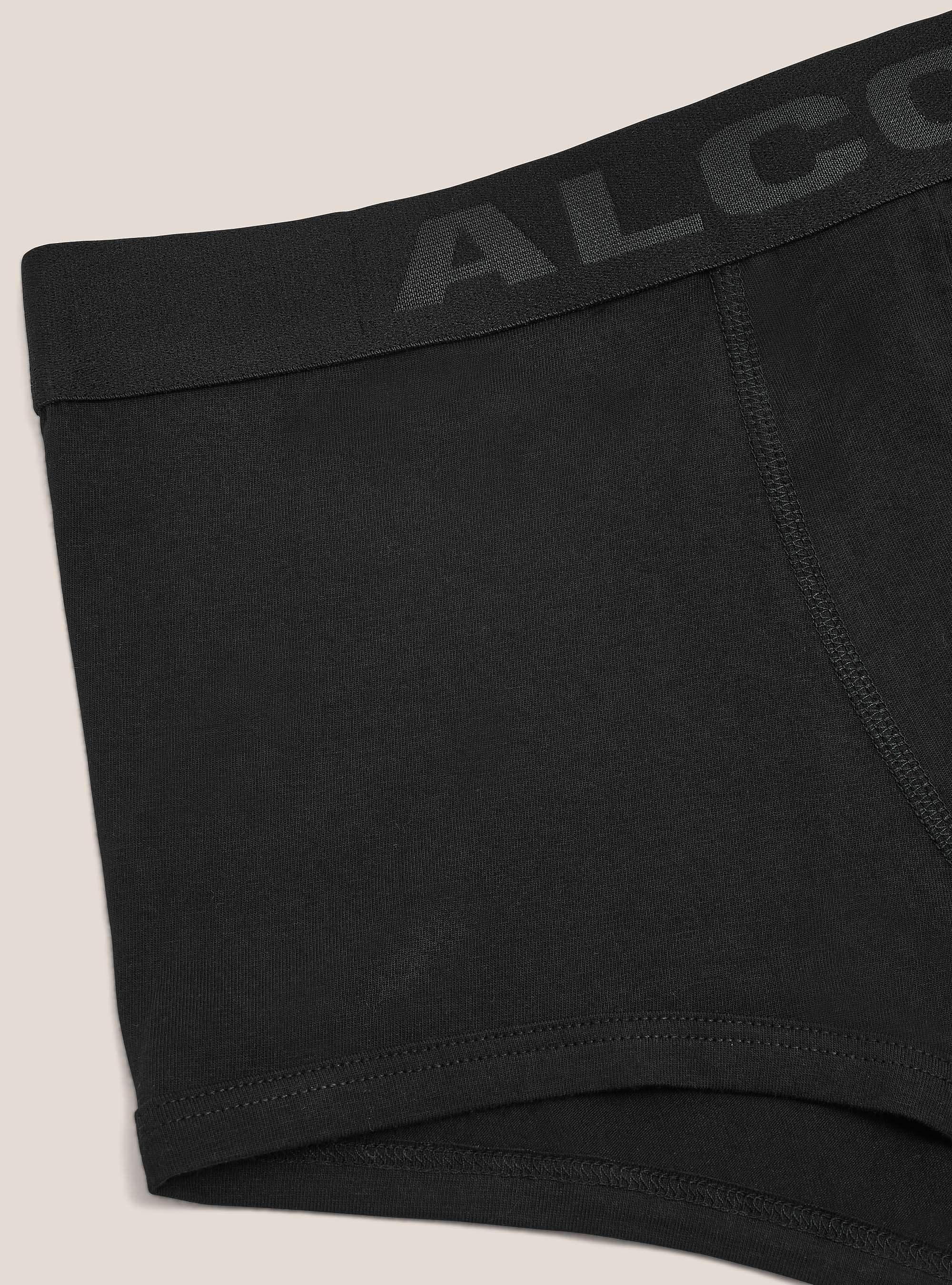 Stretch cotton boxer shorts with logo, BLACK