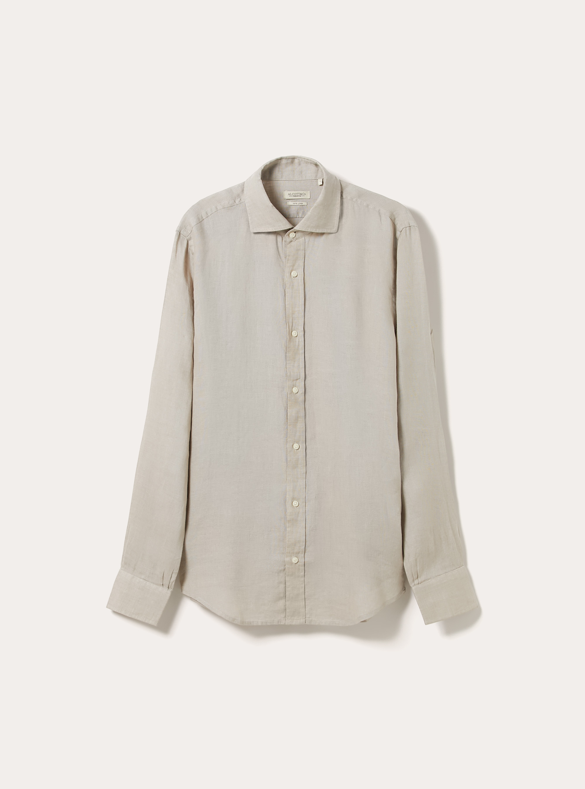 Camicia basica in lino, MBG2 BEIGE MEL MED