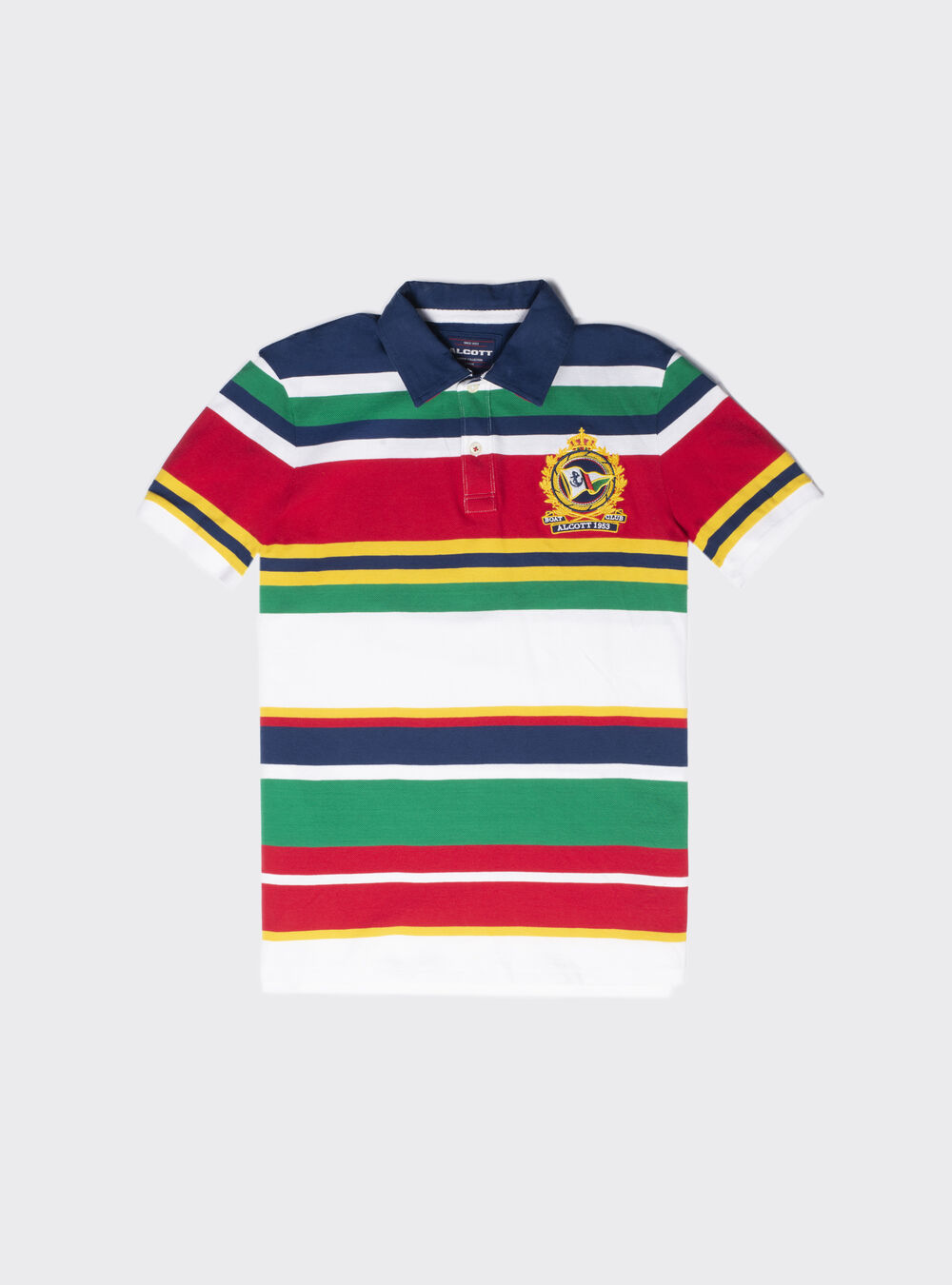 Polo multirayas con bordado, MULTICOLORE