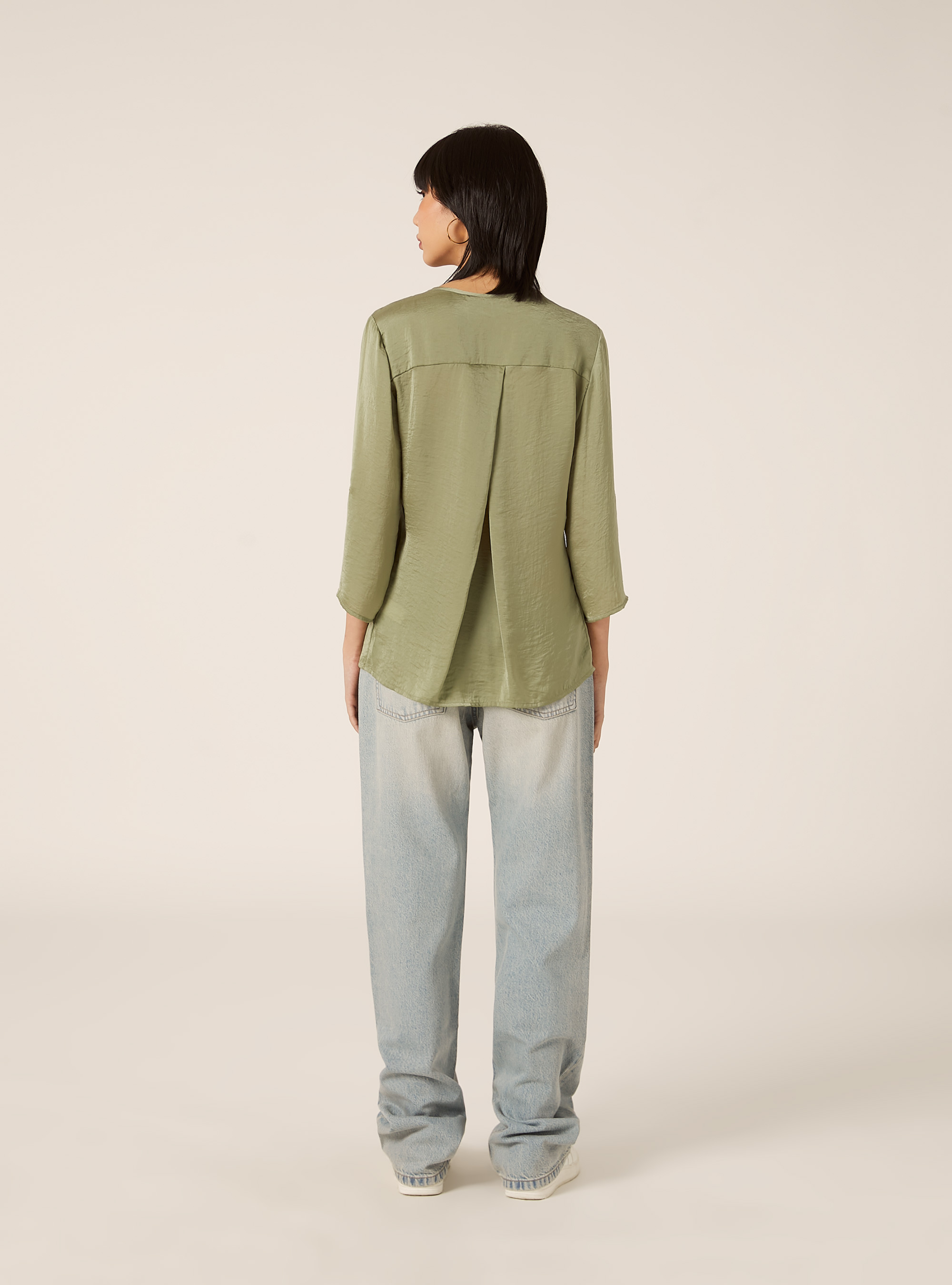 Plain neckline blouse, KY2 KAKY MEDIUM