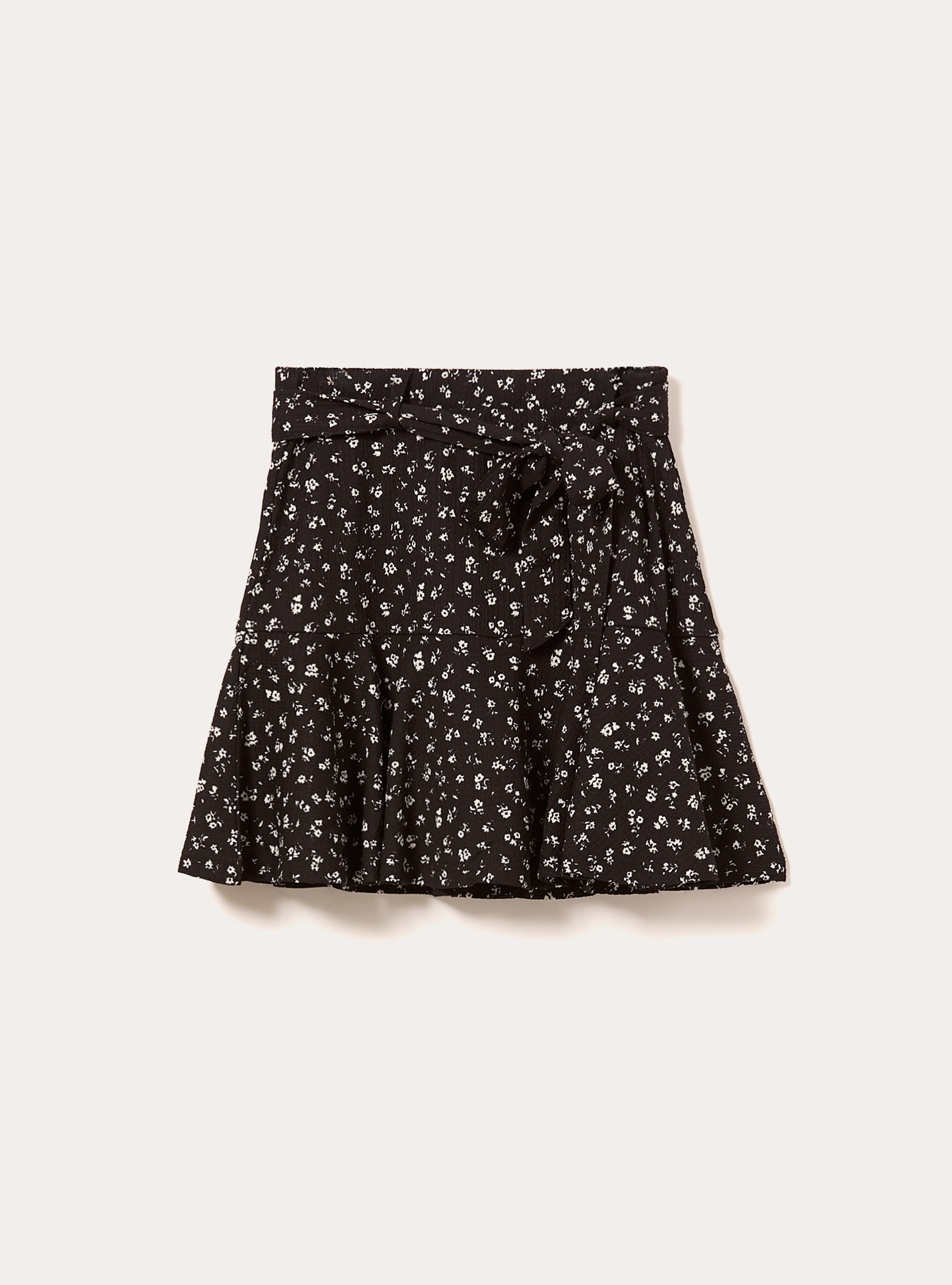 Jupe-short imprim&eacute;e avec ceinture, BK1 BLACK