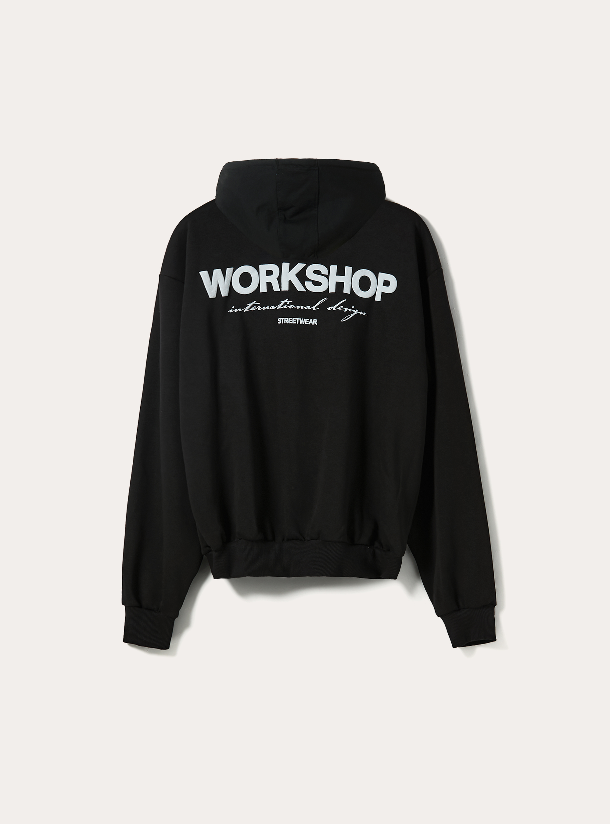 Boxy fit sweatshirt with Workshop print, BK1 BLACK