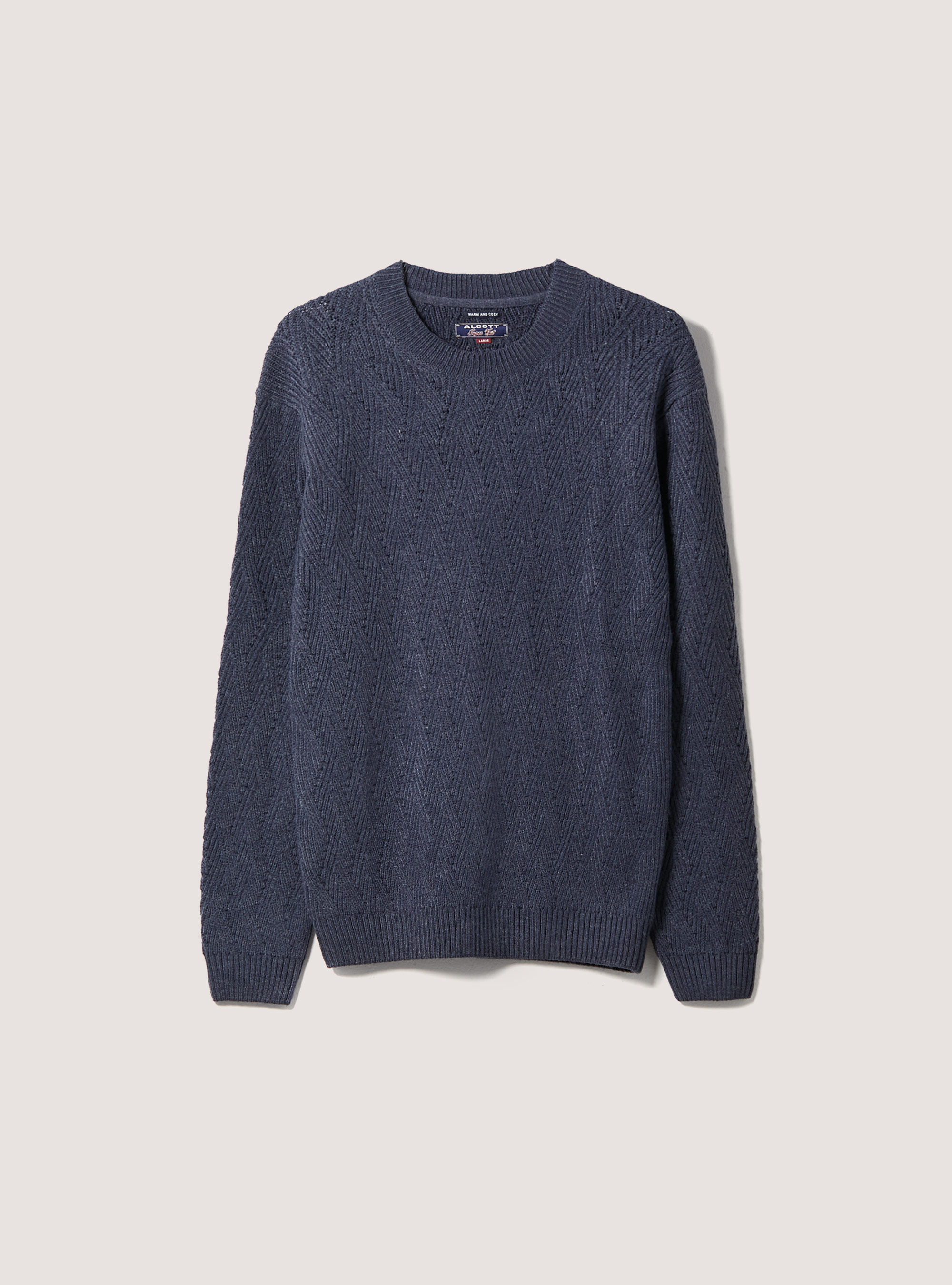 Pull doux à texture géométrique, MNA2 NAVY MEL MED