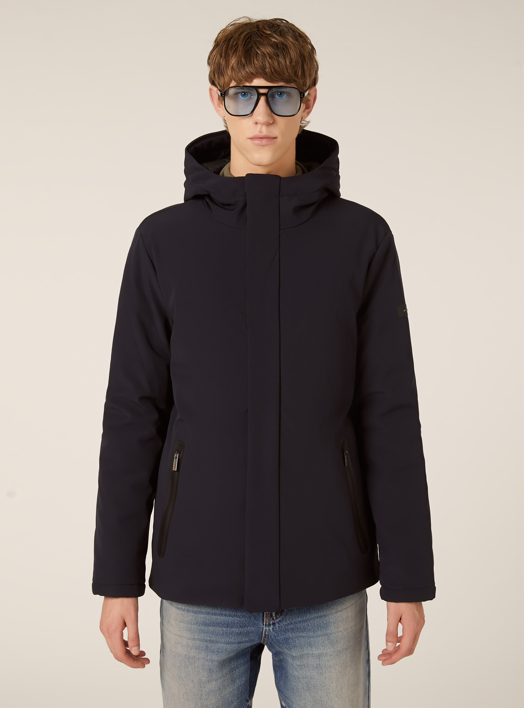 Giubbino con cappuccio e zip impermeabili, NA1 NAVY DARK